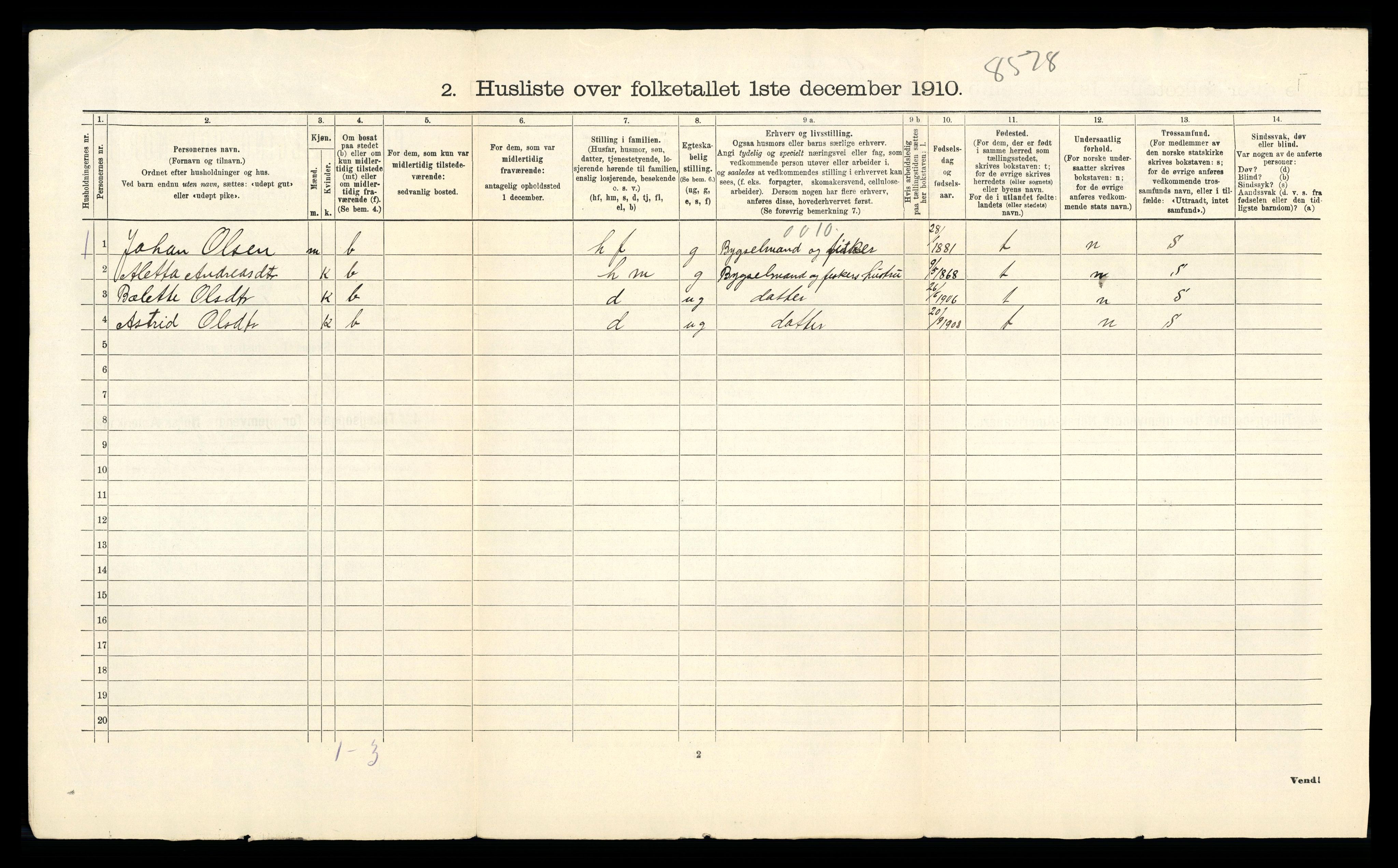 RA, 1910 census for Kinn, 1910, p. 111