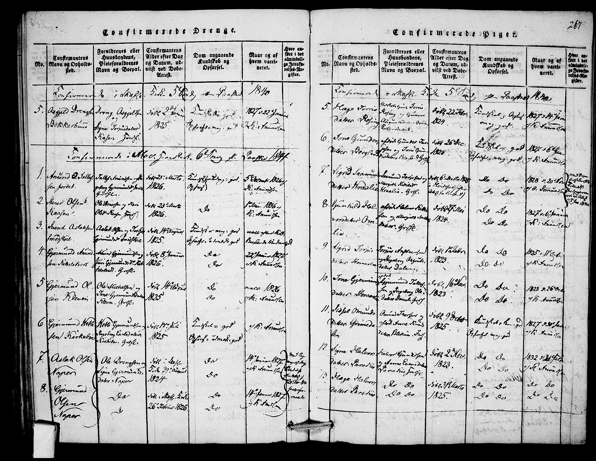 Mo kirkebøker, SAKO/A-286/F/Fb/L0001: Parish register (official) no. II 1, 1814-1844, p. 267