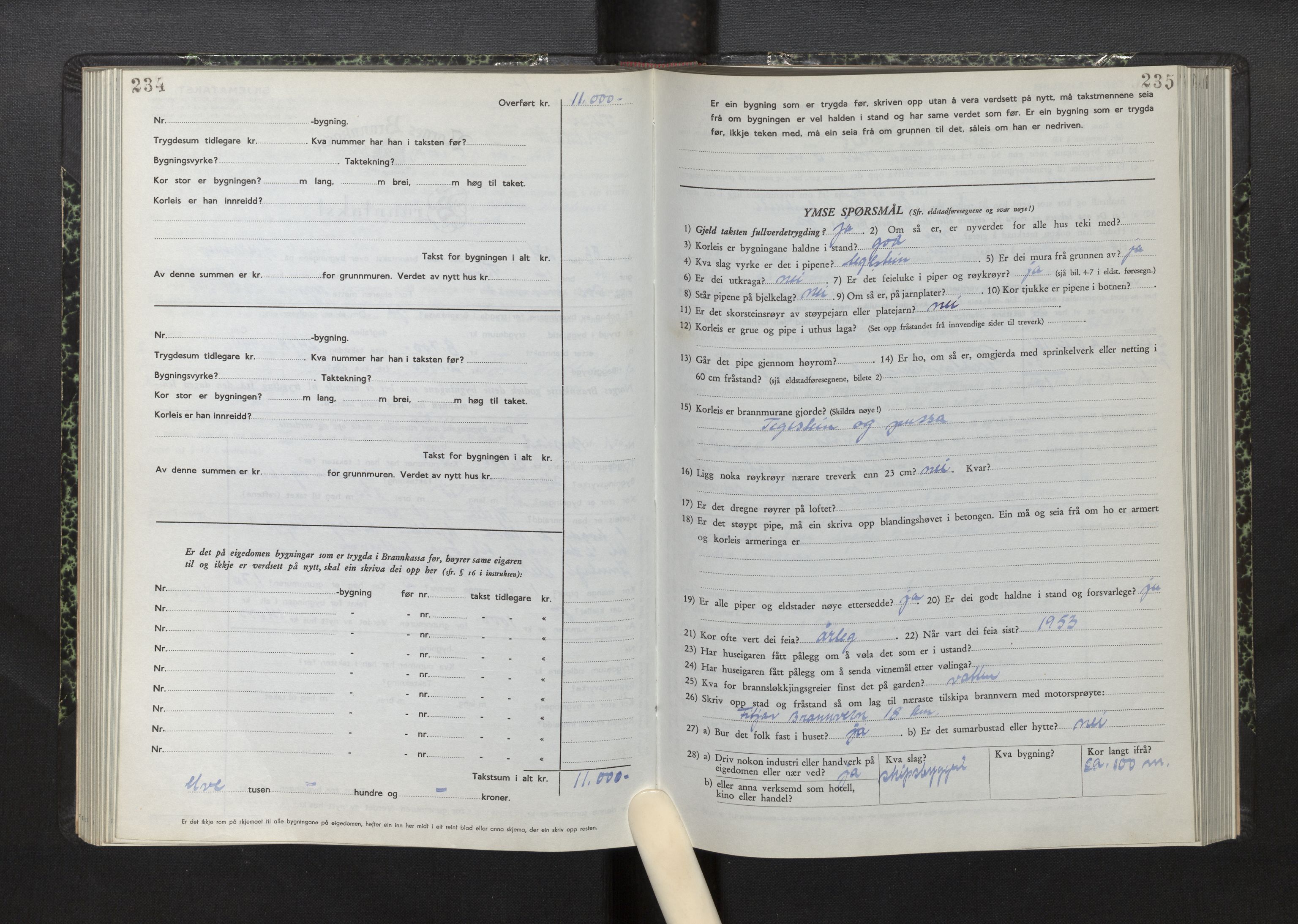 Lensmannen i Fitjar, SAB/A-32001/0012/L0001b: Branntakstprotokoll, skjematakst, 1949-1955, p. 234-235