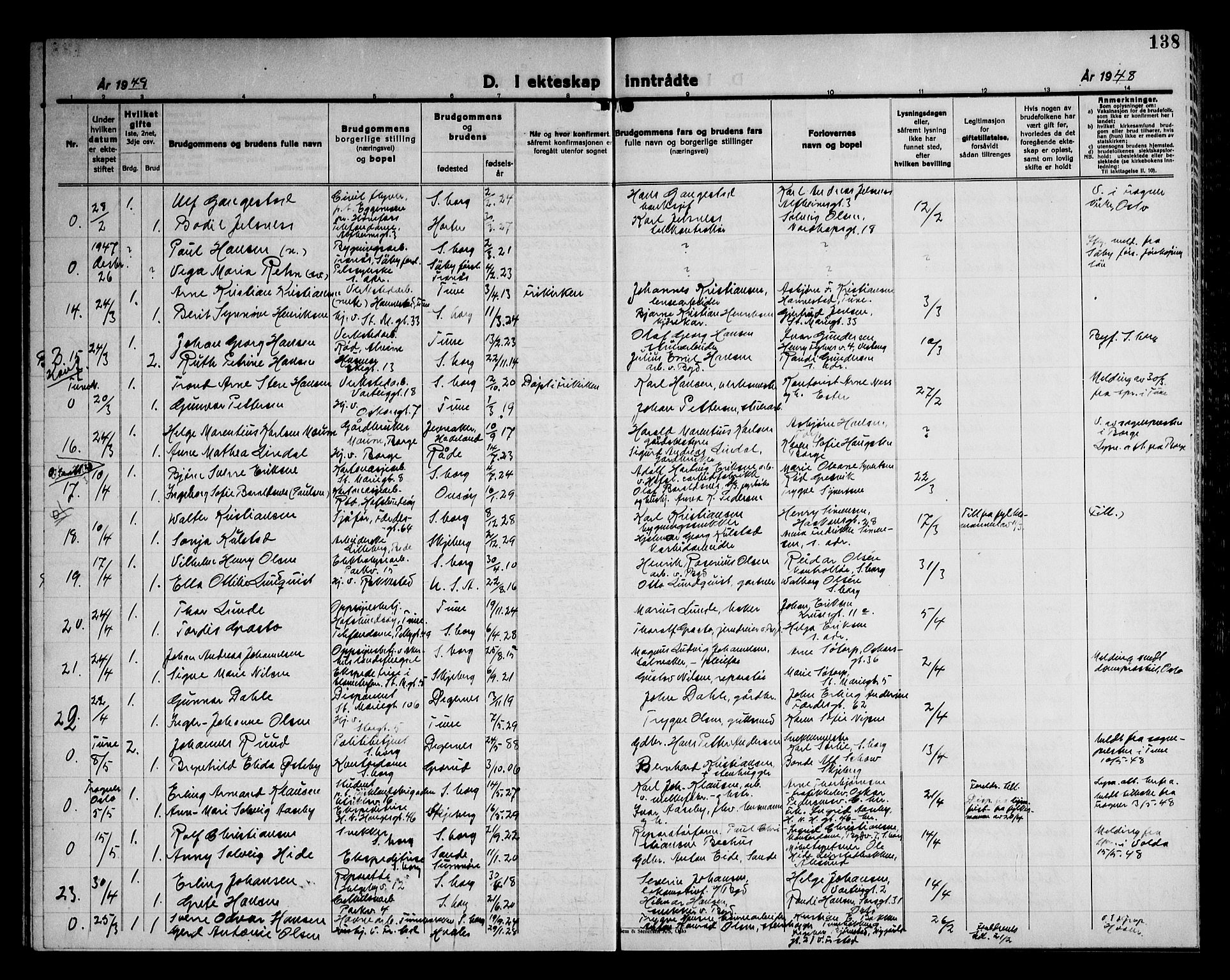 Sarpsborg prestekontor Kirkebøker, AV/SAO-A-2006/G/Ga/L0004: Parish register (copy) no. 4, 1929-1949, p. 138