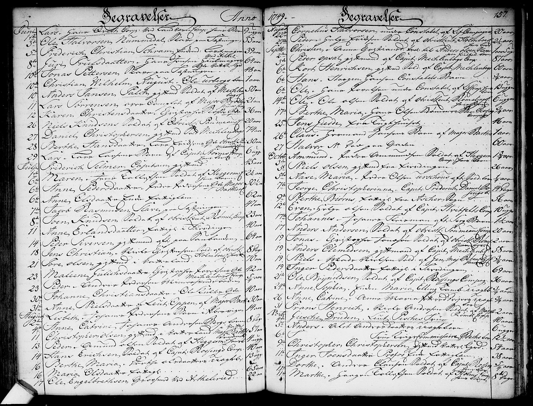 Garnisonsmenigheten Kirkebøker, SAO/A-10846/F/Fa/L0001: Parish register (official) no. 1, 1734-1756, p. 157