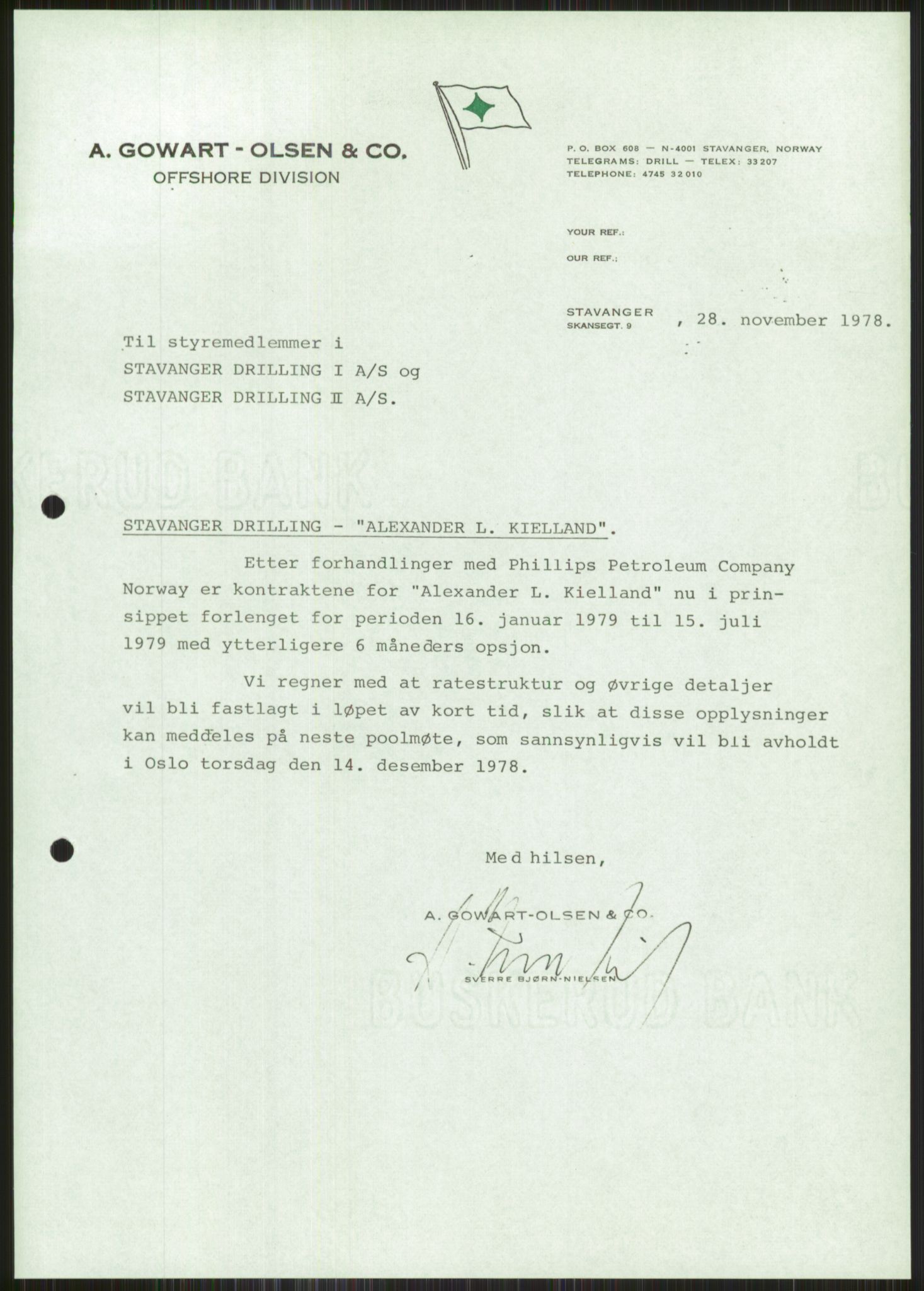 Pa 1503 - Stavanger Drilling AS, AV/SAST-A-101906/A/Ab/Abc/L0007: Styrekorrespondanse Stavanger Drilling II A/S, 1977-1978, p. 267