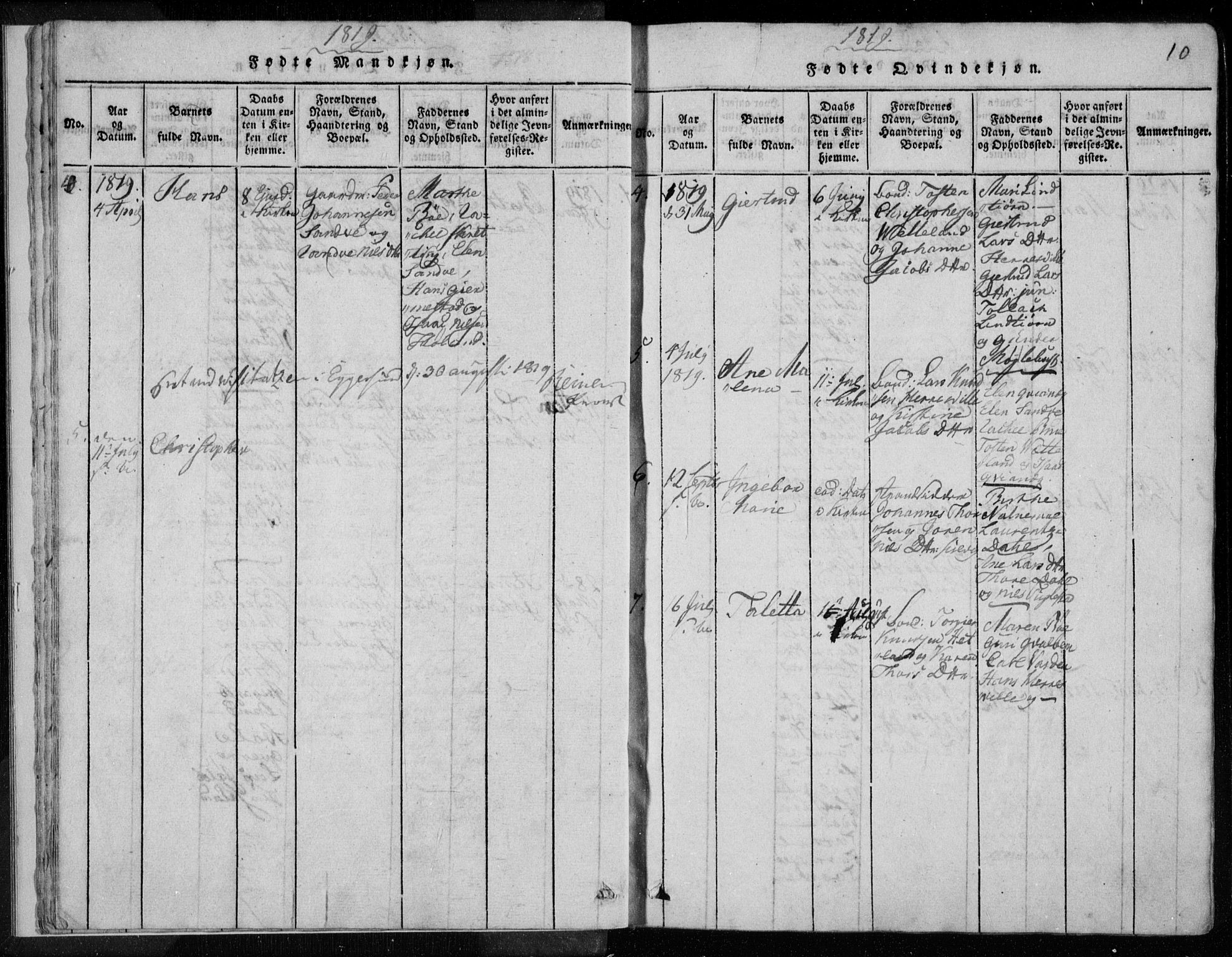 Eigersund sokneprestkontor, SAST/A-101807/S08/L0008: Parish register (official) no. A 8, 1816-1847, p. 10