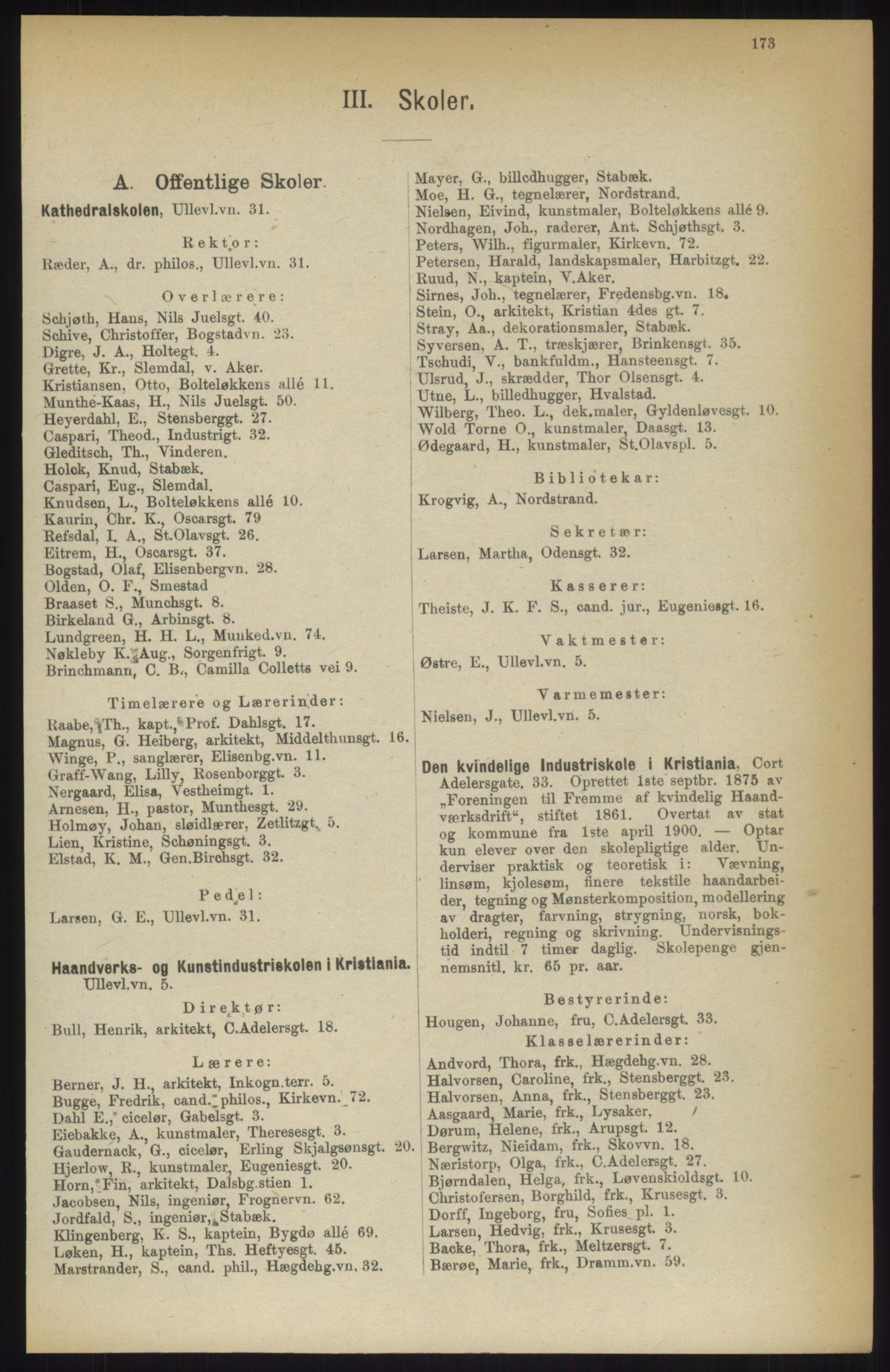 Kristiania/Oslo adressebok, PUBL/-, 1914, p. 173