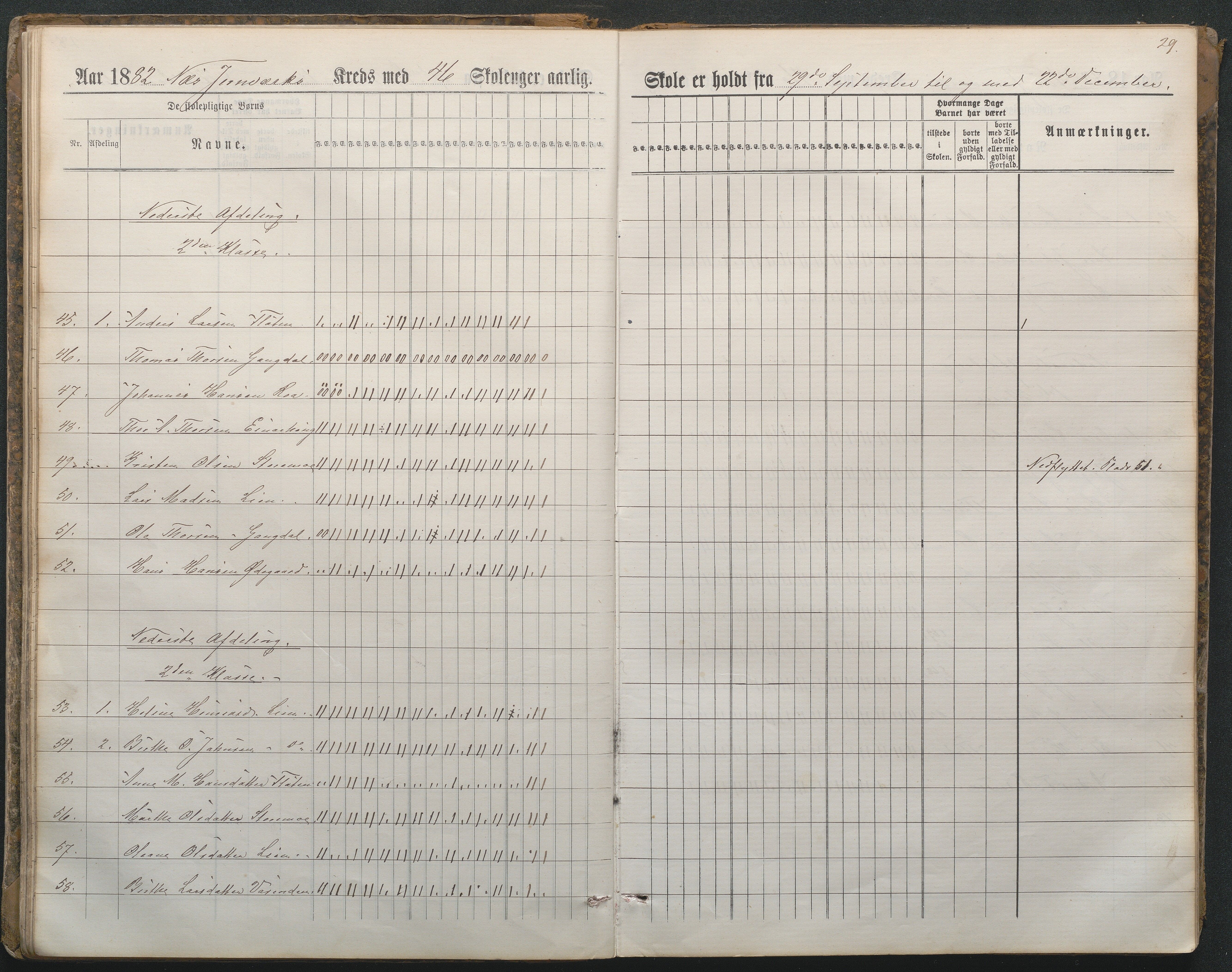 Næs Jernverk faste skole, AAMA/DA-1086/F/F01/L0004: Nr.4 Dagbok, 1882-1891, p. 29