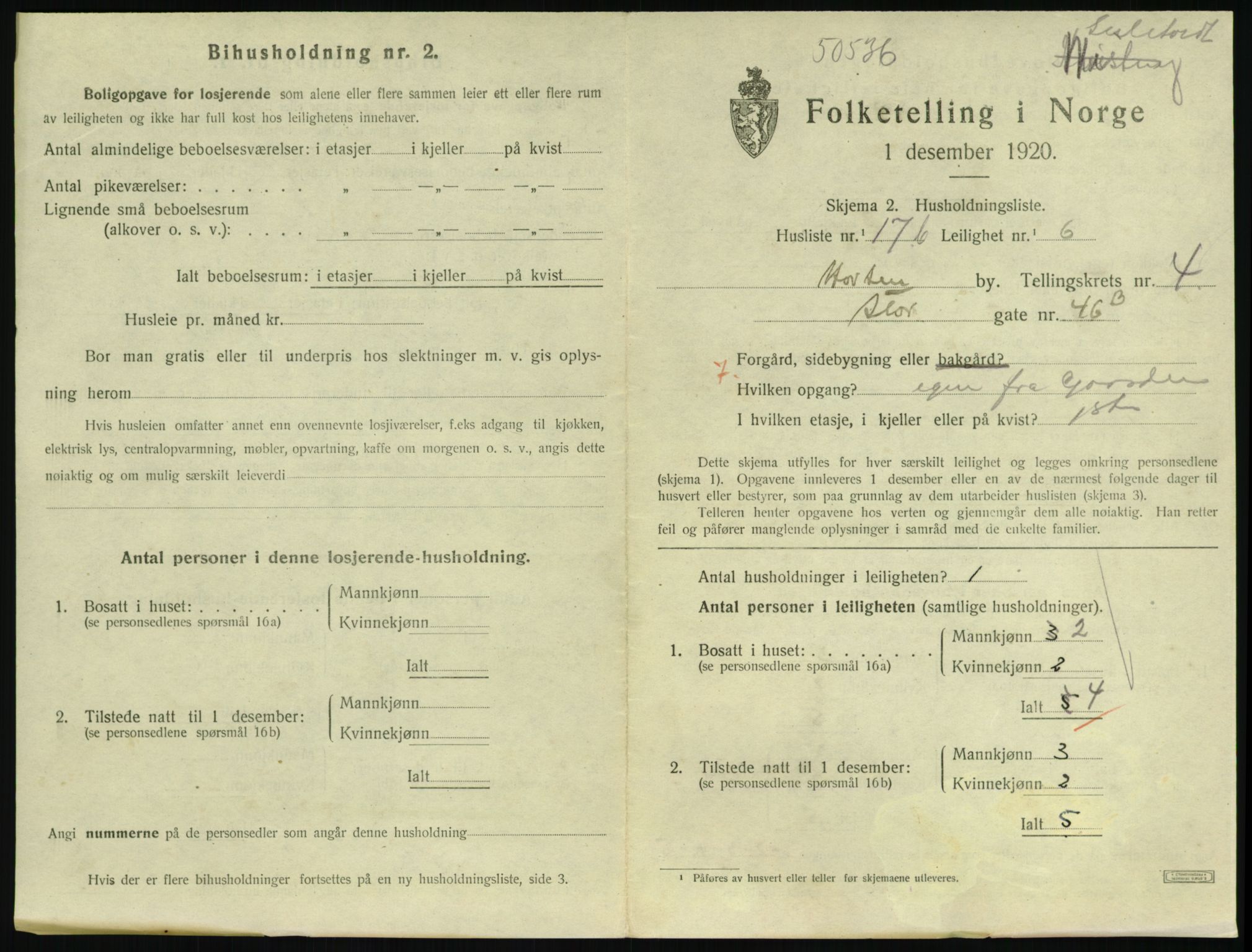 SAKO, 1920 census for Horten, 1920, p. 4869