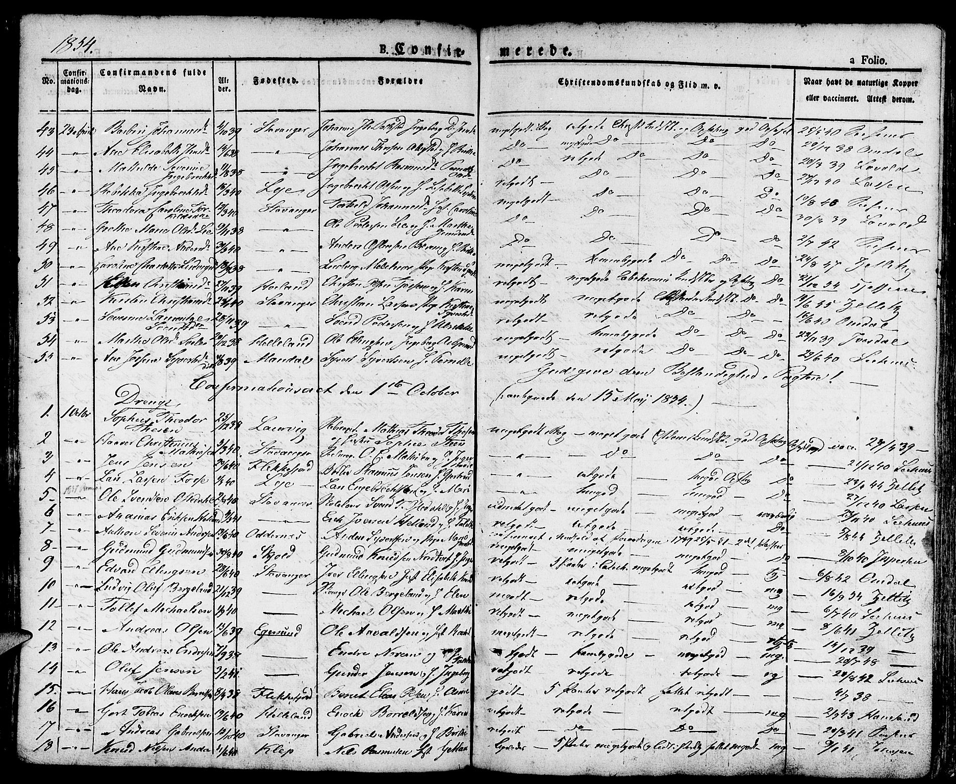 Domkirken sokneprestkontor, AV/SAST-A-101812/001/30/30BA/L0011: Parish register (official) no. A 11, 1832-1856