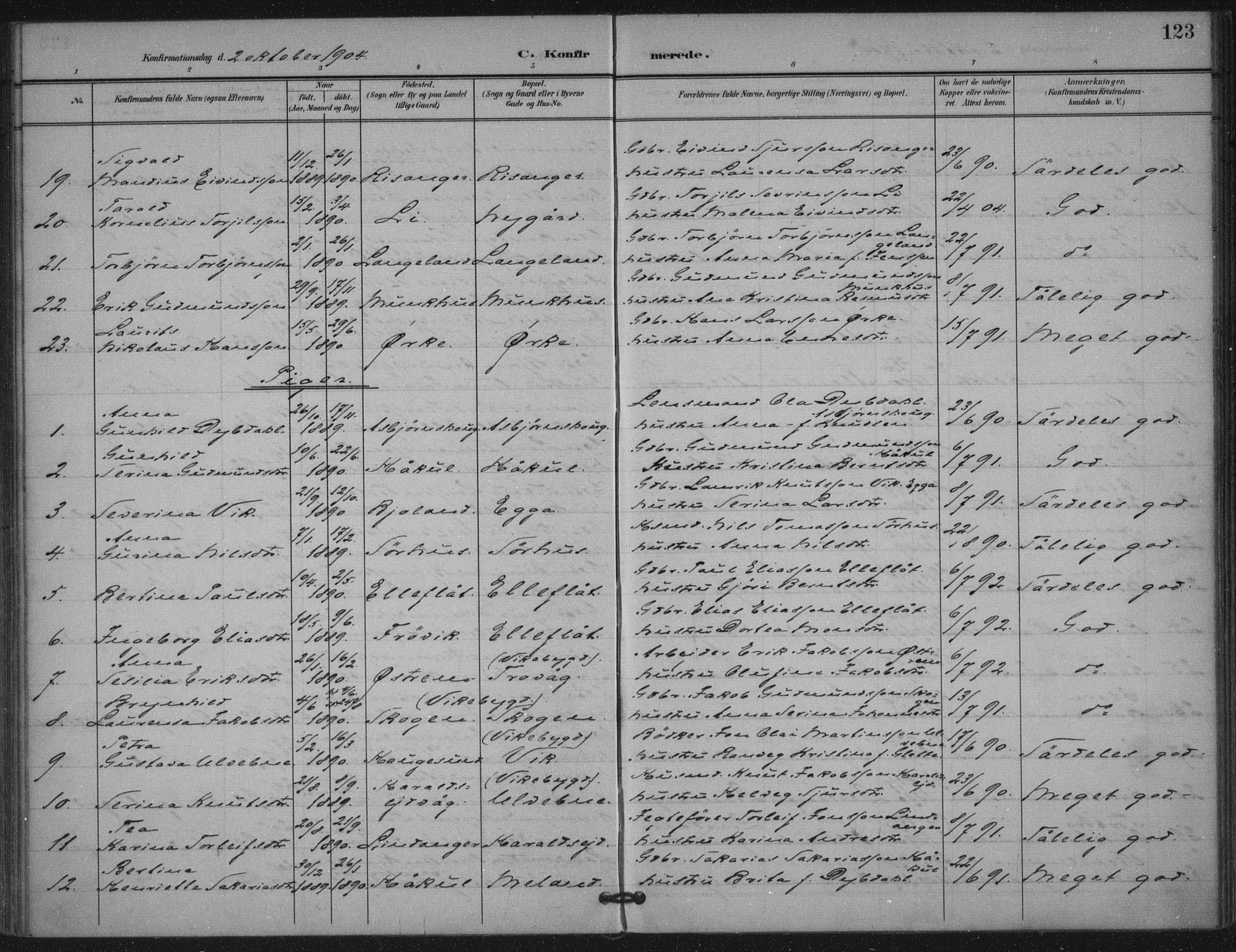 Skjold sokneprestkontor, AV/SAST-A-101847/H/Ha/Haa/L0011: Parish register (official) no. A 11, 1897-1914, p. 123