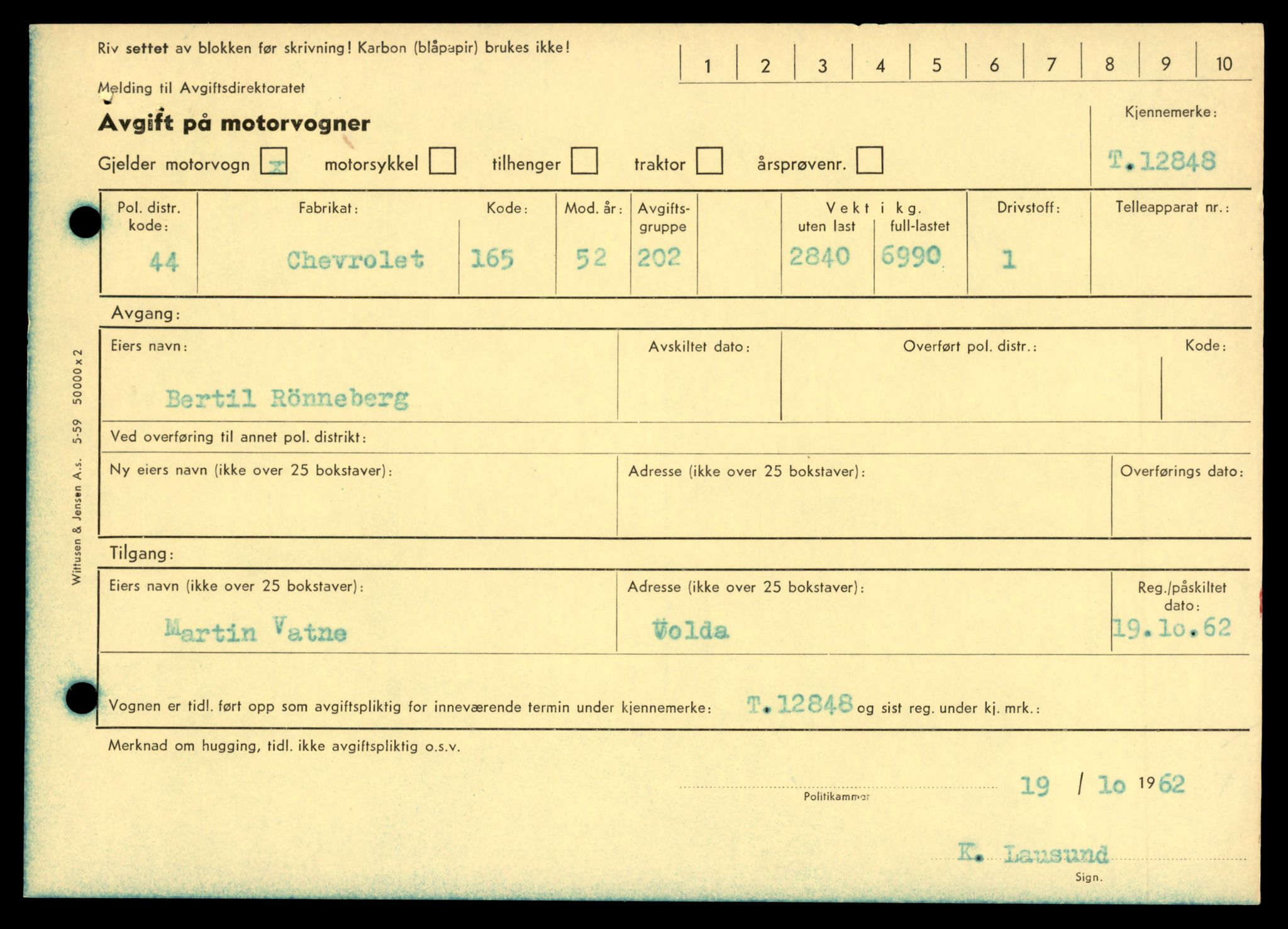 Møre og Romsdal vegkontor - Ålesund trafikkstasjon, AV/SAT-A-4099/F/Fe/L0036: Registreringskort for kjøretøy T 12831 - T 13030, 1927-1998, p. 379