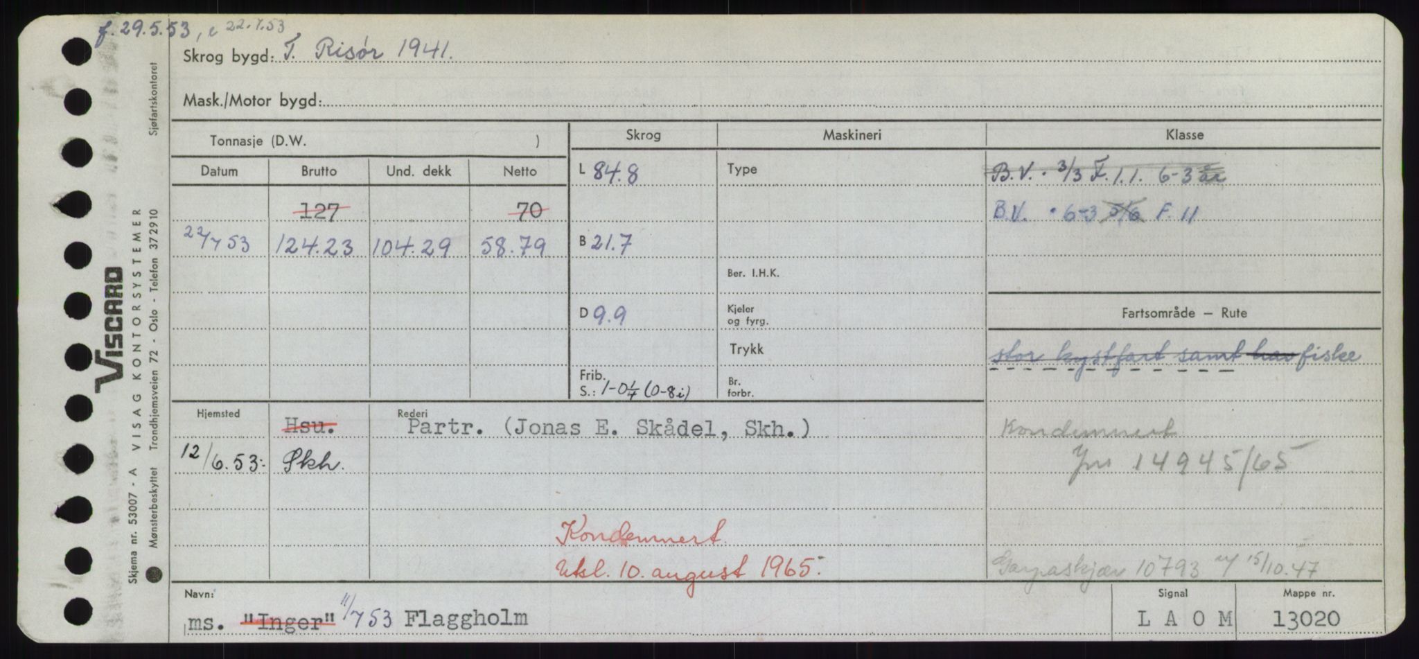 Sjøfartsdirektoratet med forløpere, Skipsmålingen, RA/S-1627/H/Hd/L0011: Fartøy, Fla-Får, p. 1