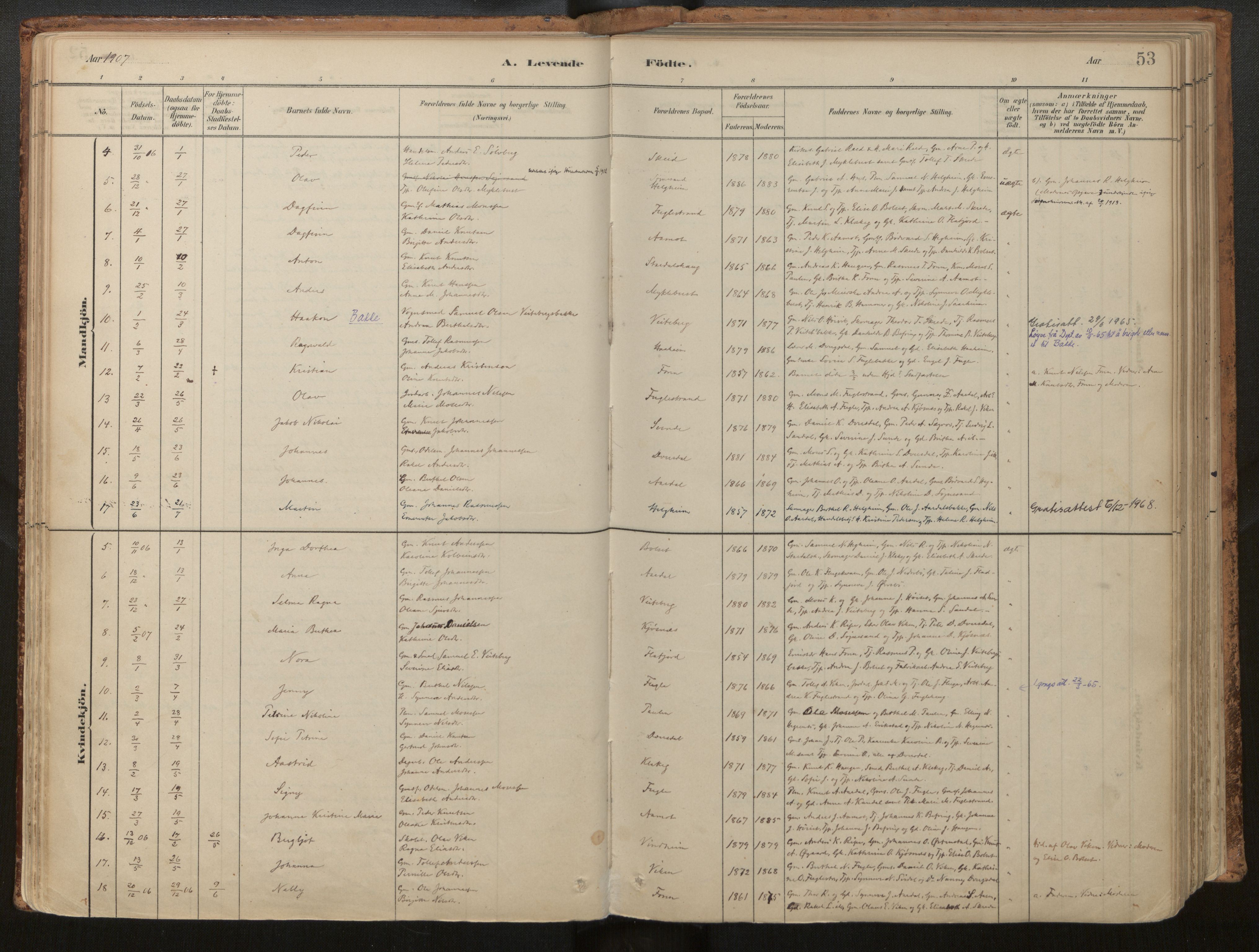 Jølster sokneprestembete, AV/SAB-A-80701/H/Haa/Haac/L0001: Parish register (official) no. C 1, 1882-1928, p. 53