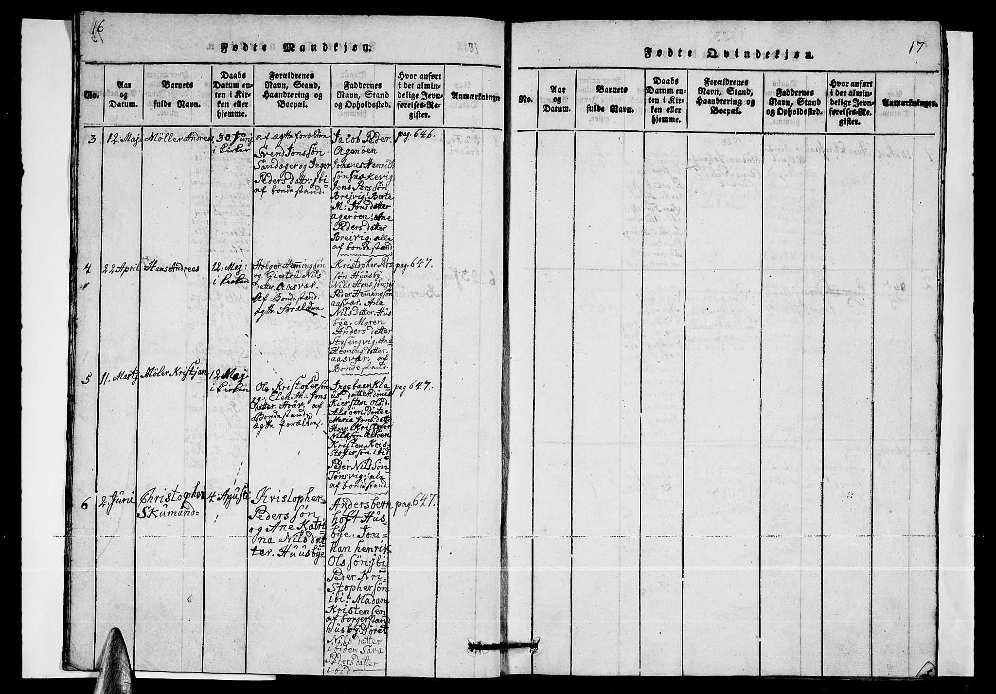 Ministerialprotokoller, klokkerbøker og fødselsregistre - Nordland, SAT/A-1459/835/L0529: Parish register (copy) no. 835C01, 1820-1828, p. 16-17