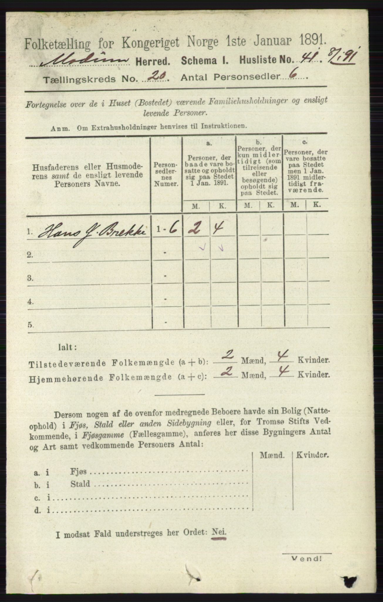 RA, 1891 census for 0623 Modum, 1891, p. 7802