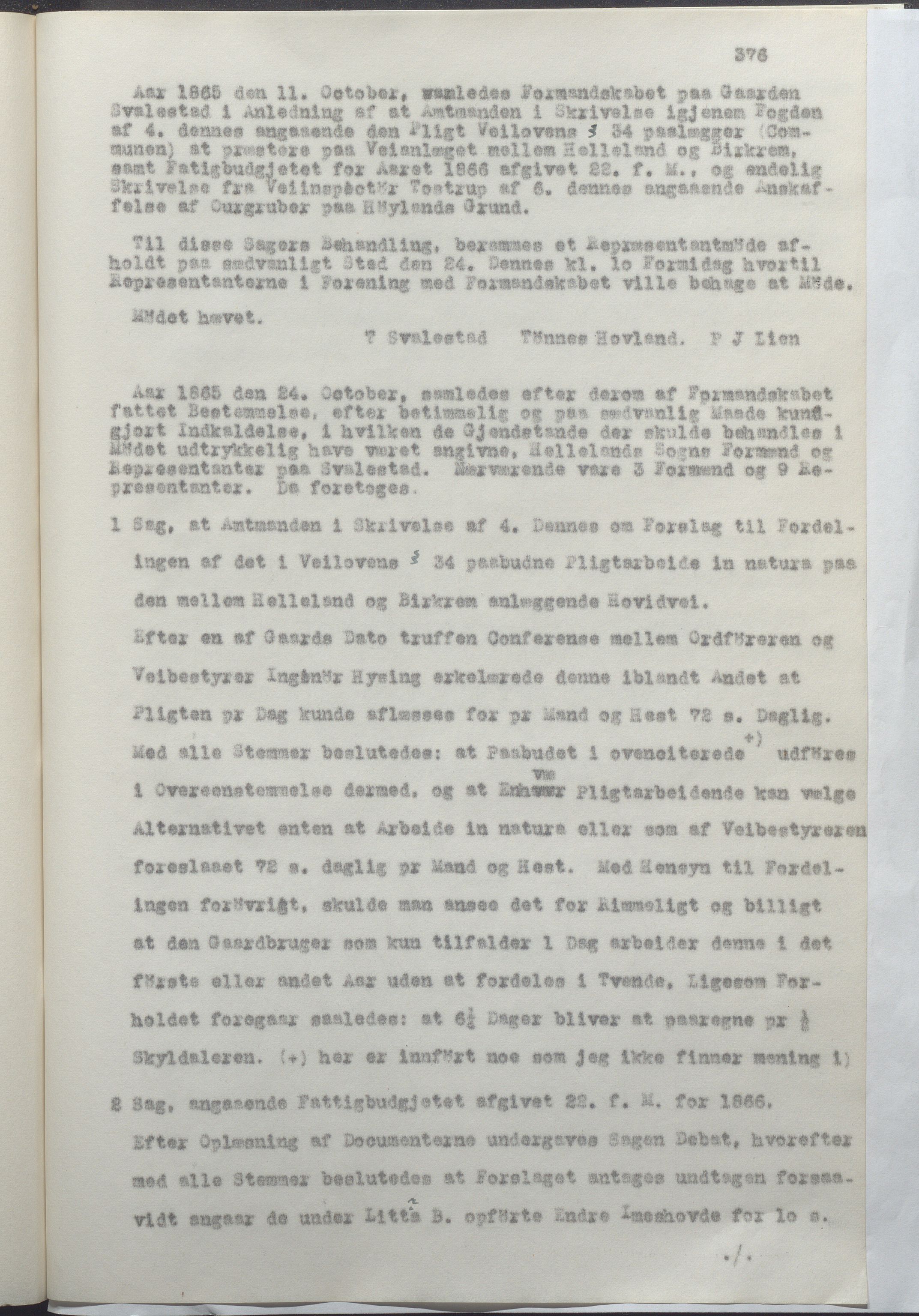 Helleland kommune - Formannskapet, IKAR/K-100479/A/Ab/L0001: Avskrift av møtebok, 1837-1866, p. 376