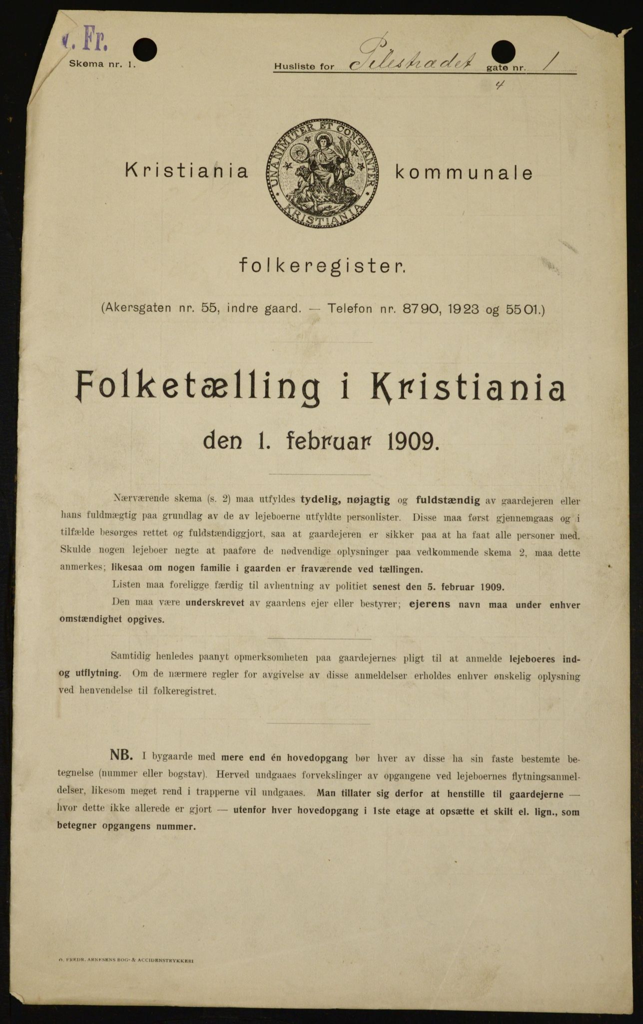OBA, Municipal Census 1909 for Kristiania, 1909, p. 71379