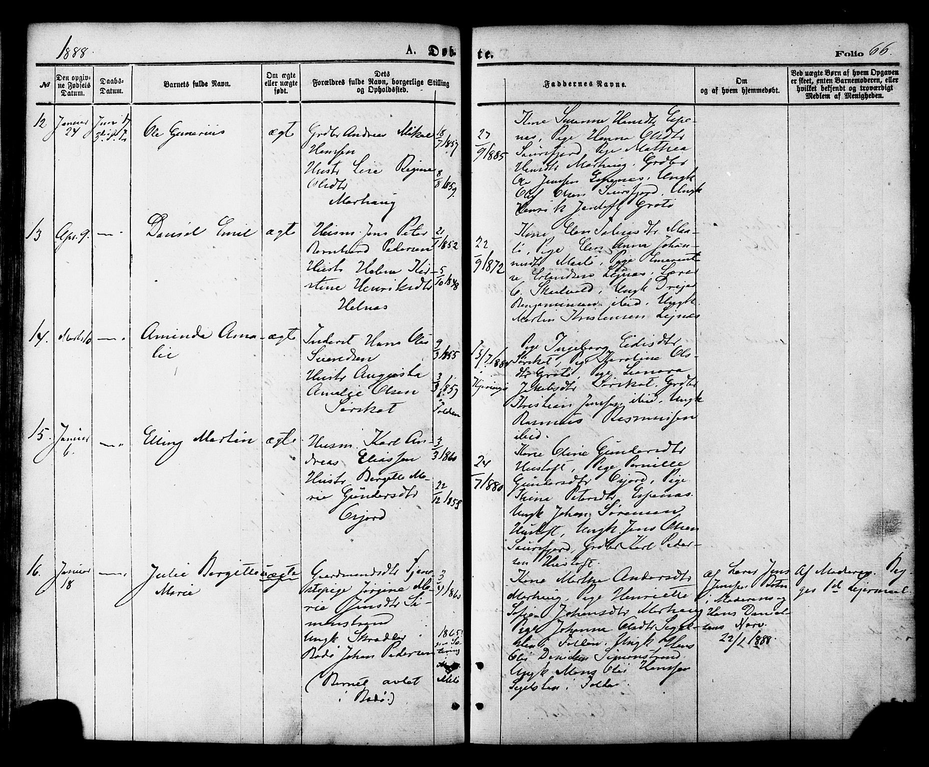 Ministerialprotokoller, klokkerbøker og fødselsregistre - Nordland, AV/SAT-A-1459/857/L0821: Parish register (official) no. 857A01, 1875-1889, p. 66