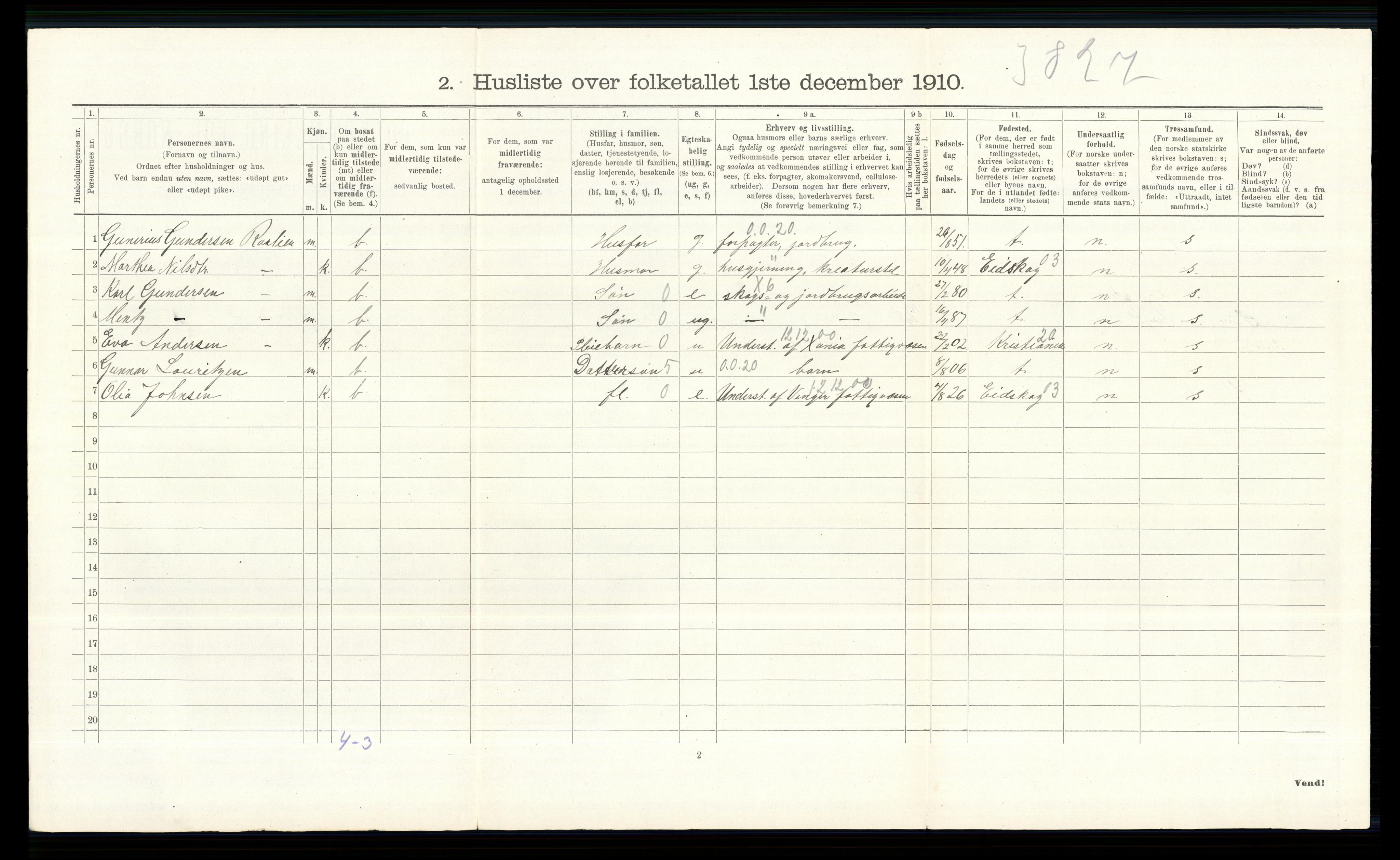 RA, 1910 census for Vinger, 1910, p. 468