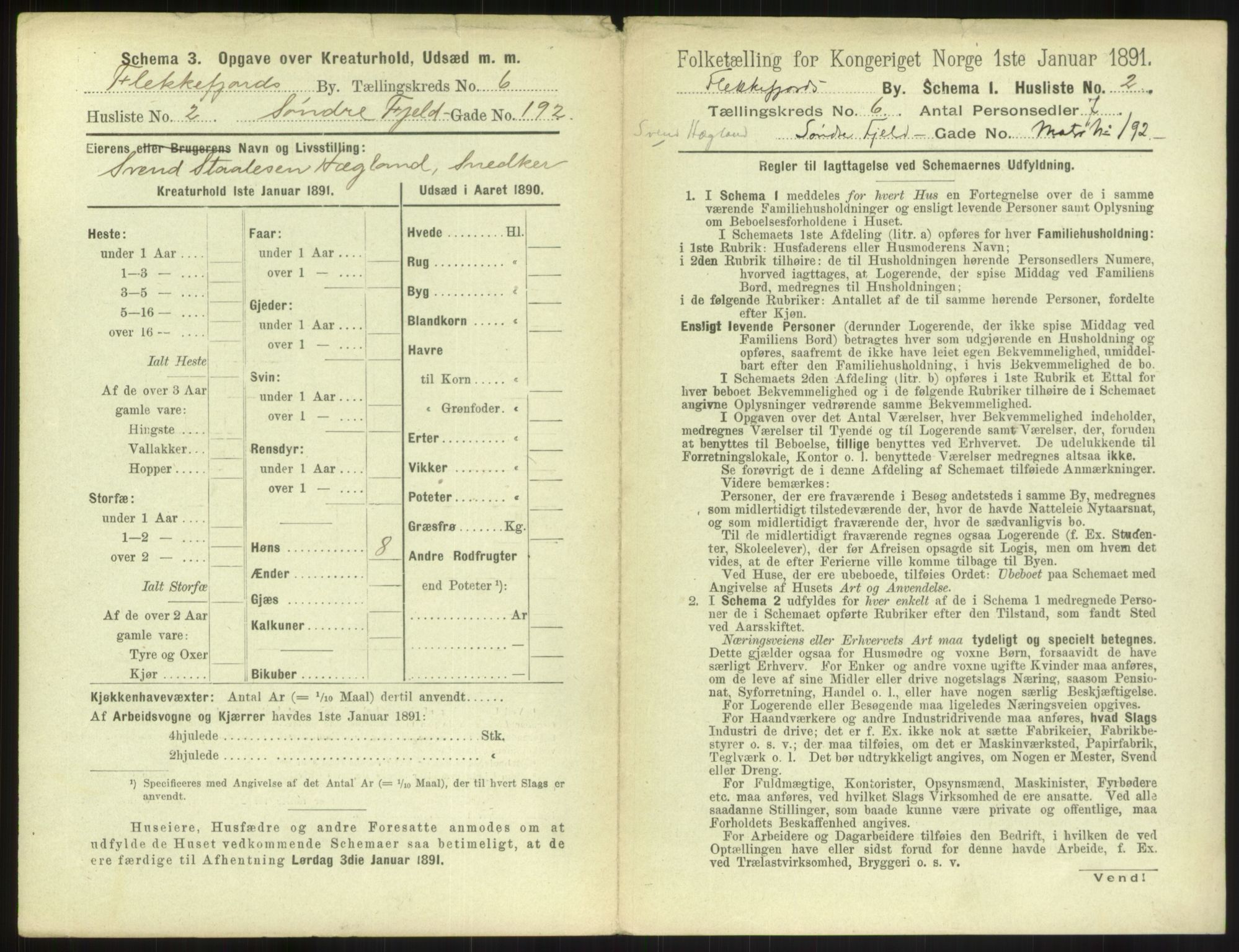 RA, 1891 census for 1004 Flekkefjord, 1891, p. 226