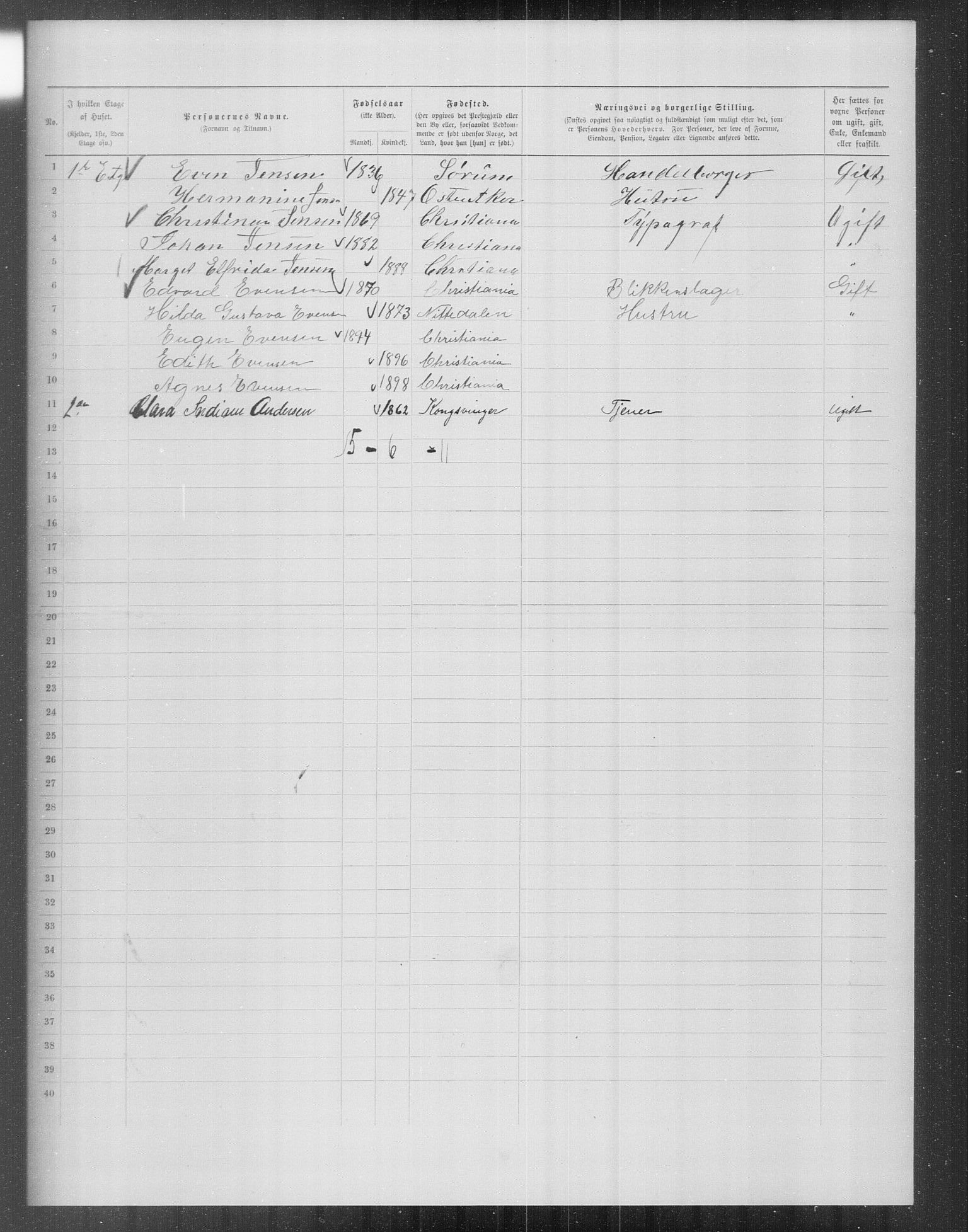 OBA, Municipal Census 1899 for Kristiania, 1899, p. 13955