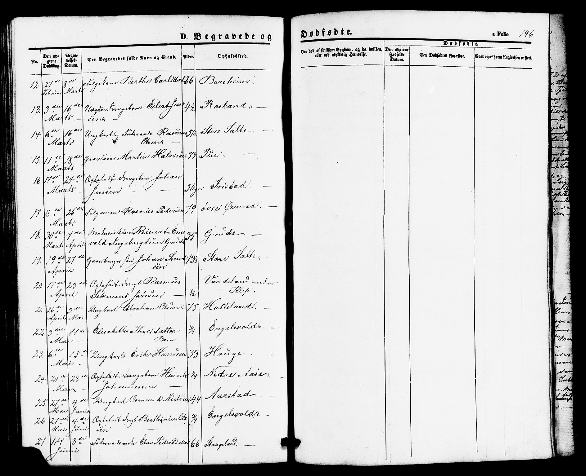 Klepp sokneprestkontor, AV/SAST-A-101803/001/3/30BB/L0002: Parish register (copy) no. B 2, 1860-1875, p. 196