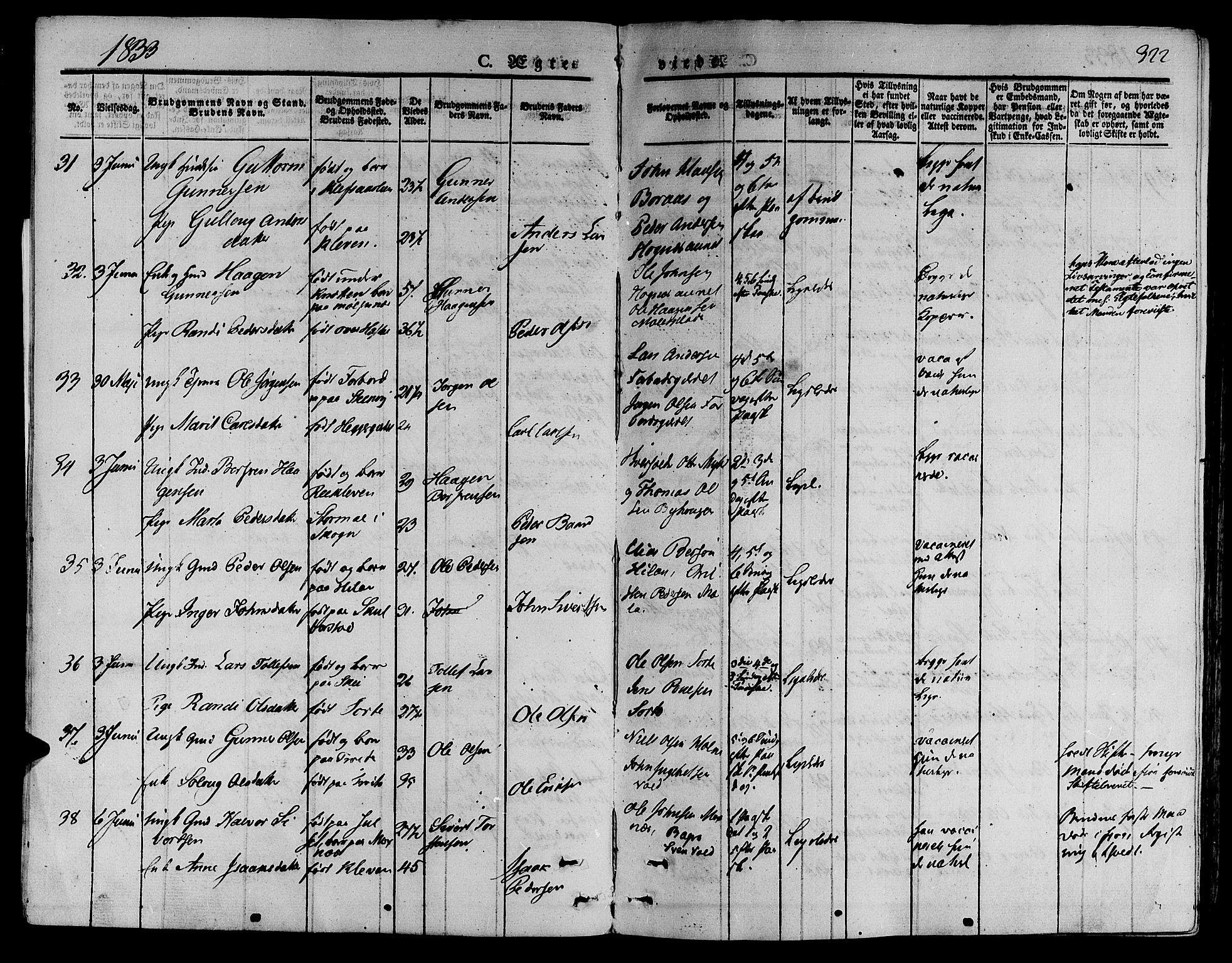 Ministerialprotokoller, klokkerbøker og fødselsregistre - Nord-Trøndelag, AV/SAT-A-1458/709/L0072: Parish register (official) no. 709A12, 1833-1844, p. 322