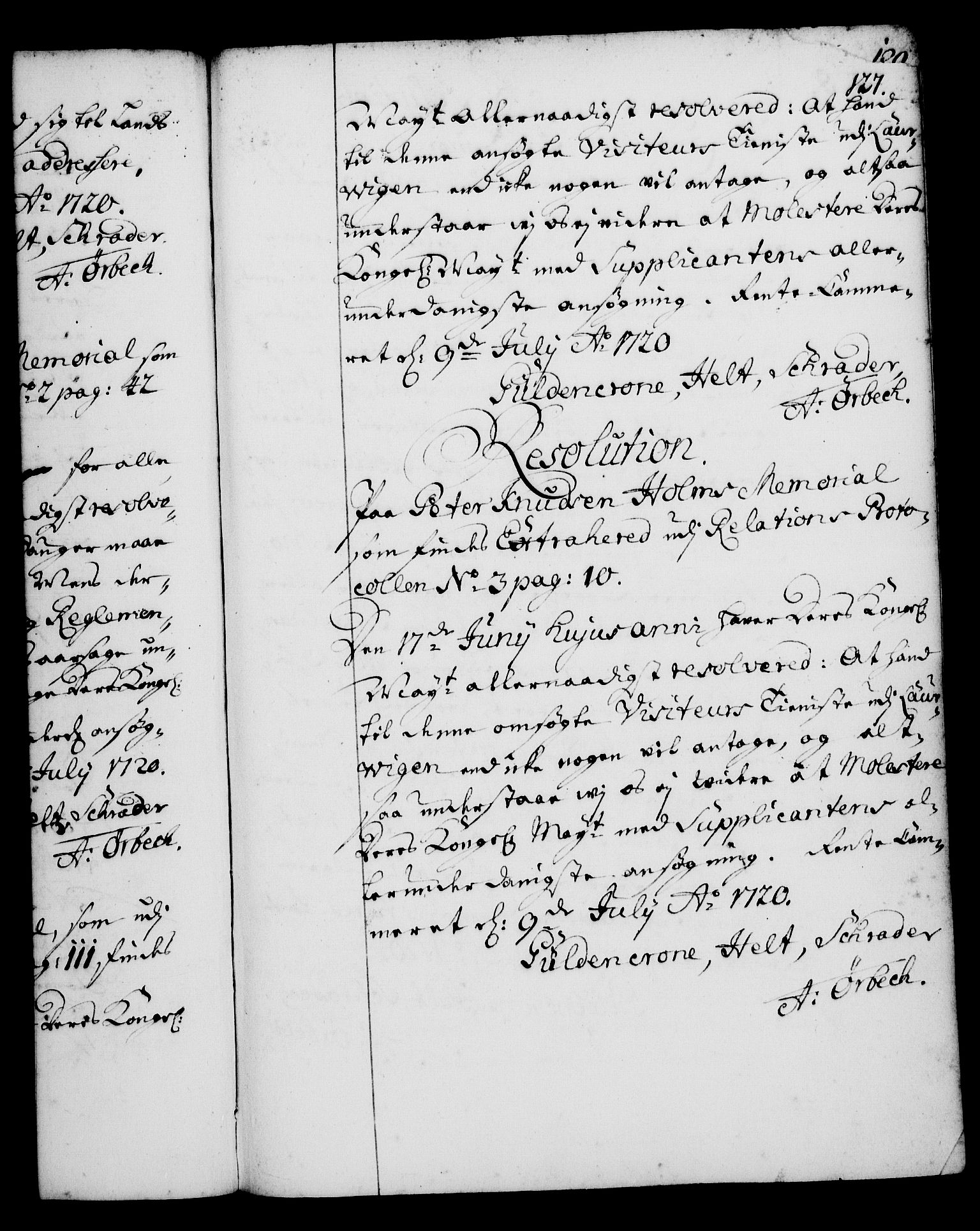 Rentekammeret, Kammerkanselliet, AV/RA-EA-3111/G/Gg/Gga/L0001: Norsk ekspedisjonsprotokoll med register (merket RK 53.1), 1720-1723, p. 127