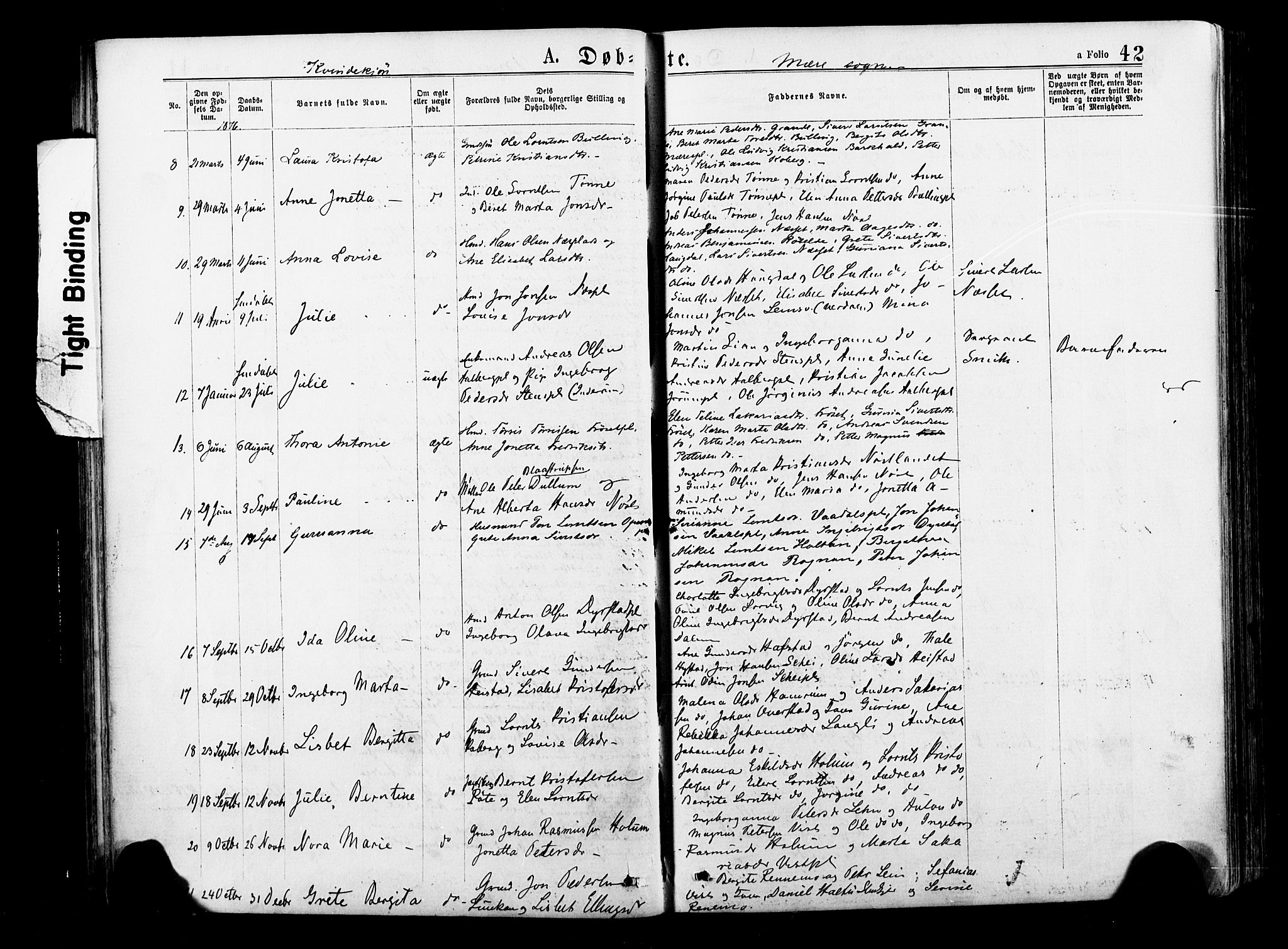 Ministerialprotokoller, klokkerbøker og fødselsregistre - Nord-Trøndelag, SAT/A-1458/735/L0348: Parish register (official) no. 735A09 /1, 1873-1883, p. 42