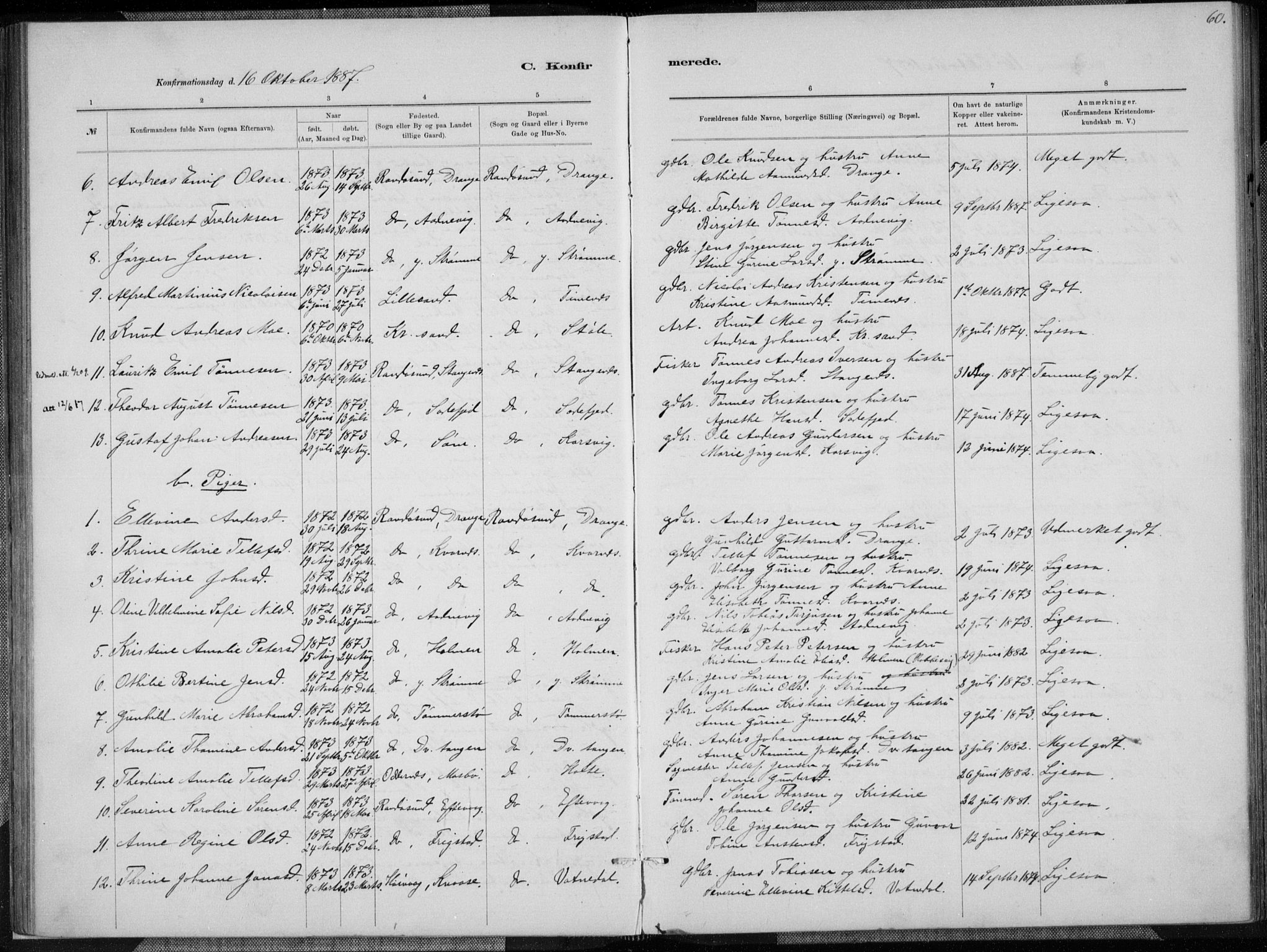 Oddernes sokneprestkontor, AV/SAK-1111-0033/F/Fa/Fab/L0002: Parish register (official) no. A 2, 1884-1903, p. 60