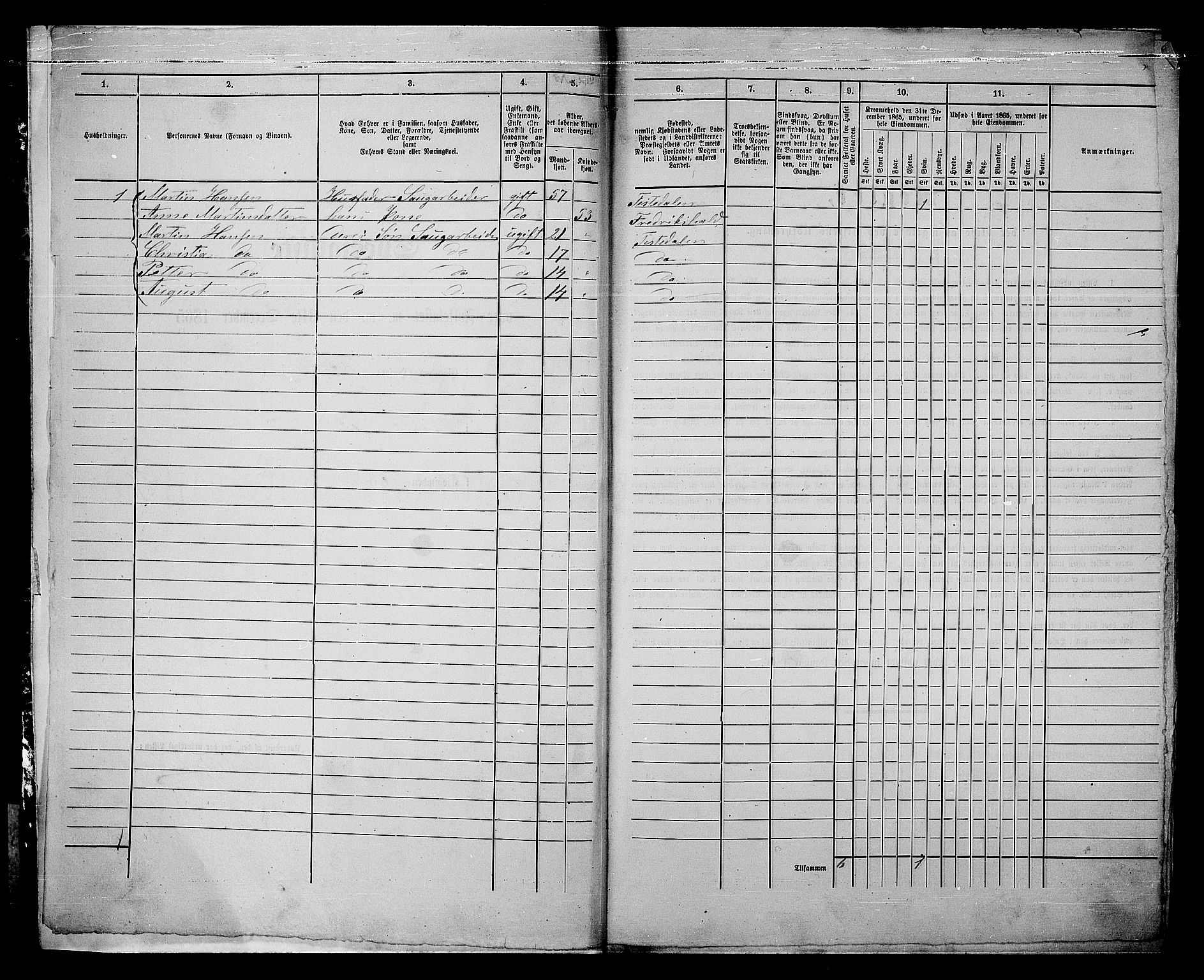 RA, 1865 census for Fredrikshald, 1865, p. 804