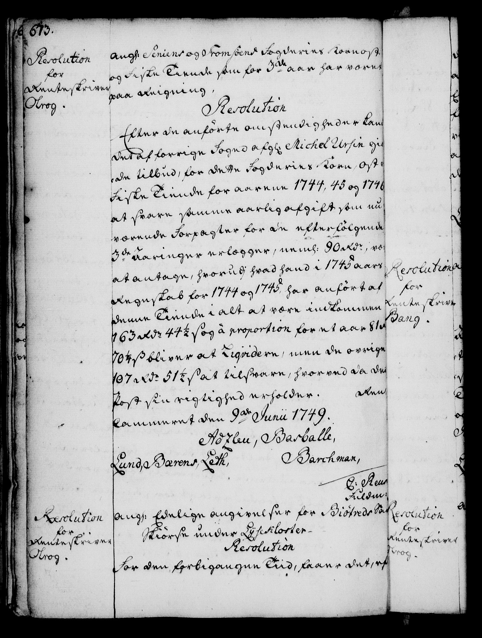 Rentekammeret, Kammerkanselliet, AV/RA-EA-3111/G/Gg/Gga/L0005: Norsk ekspedisjonsprotokoll med register (merket RK 53.5), 1741-1749, p. 673