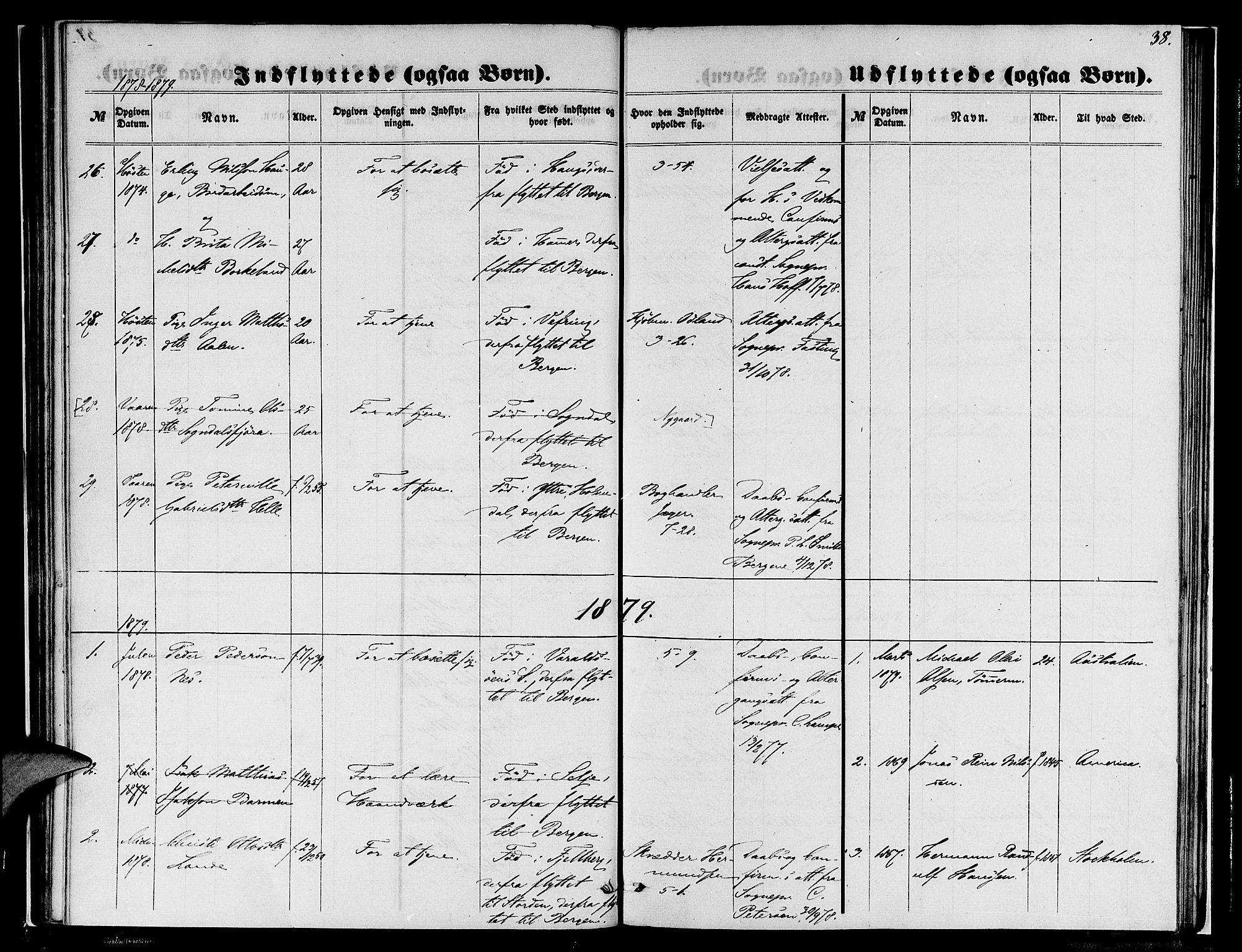 Nykirken Sokneprestembete, SAB/A-77101/H/Hab: Parish register (copy) no. F 2, 1859-1886, p. 38