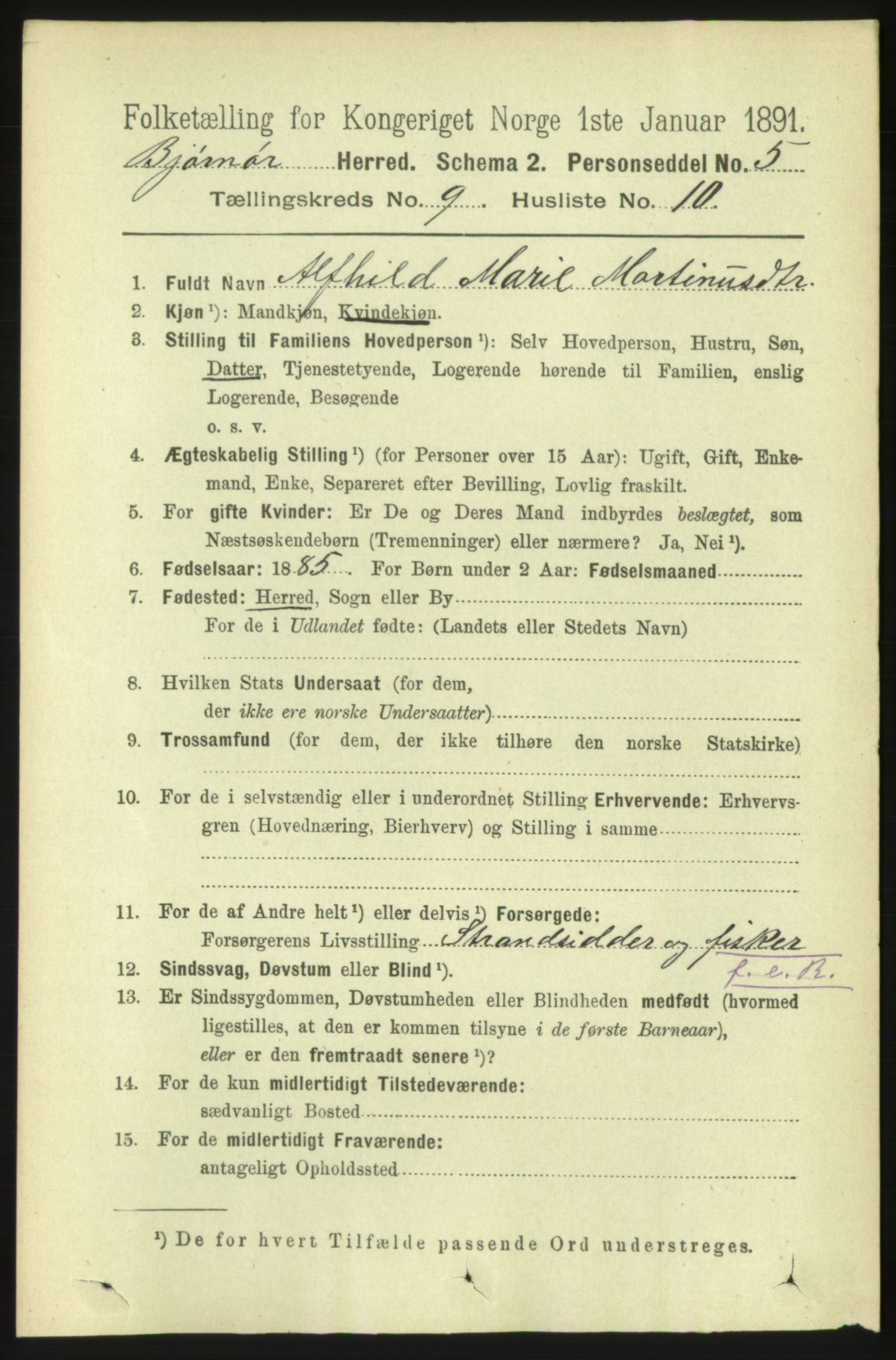 RA, 1891 census for 1632 Bjørnør, 1891, p. 3860