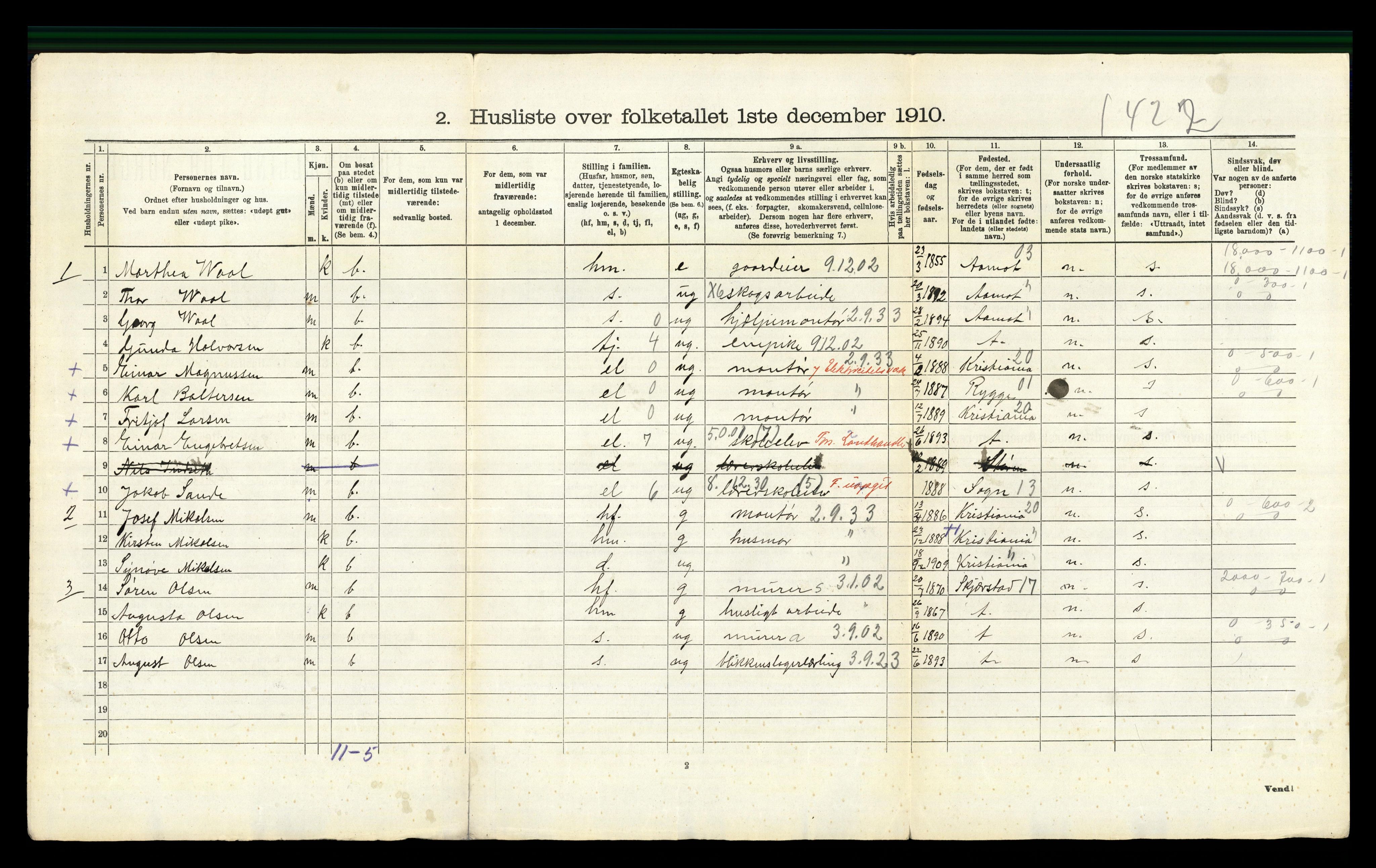 RA, 1910 census for Elverum, 1910, p. 740