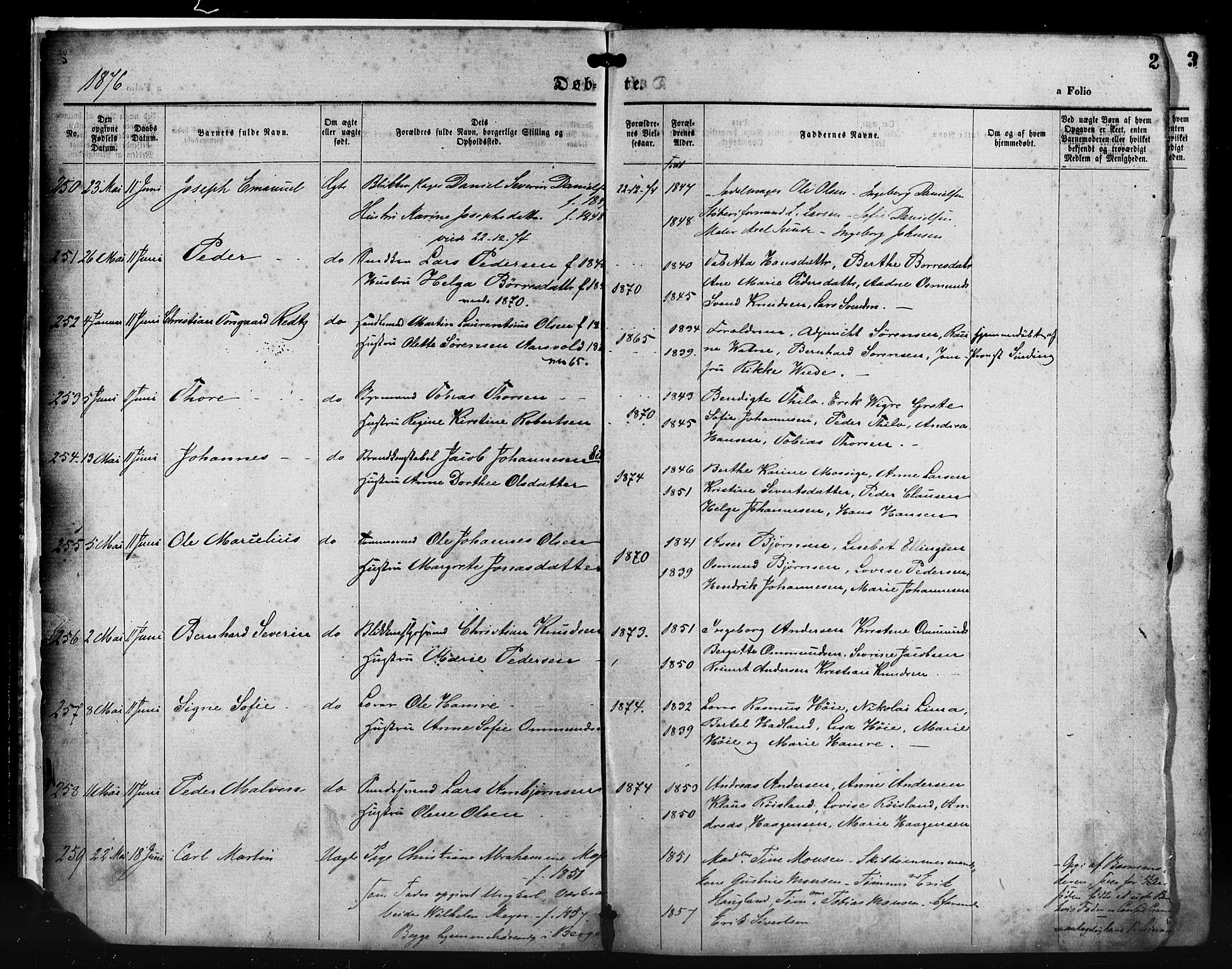 St. Petri sokneprestkontor, SAST/A-101813/001/30/30BA/L0014: Parish register (official) no. A 14, 1876-1879, p. 2