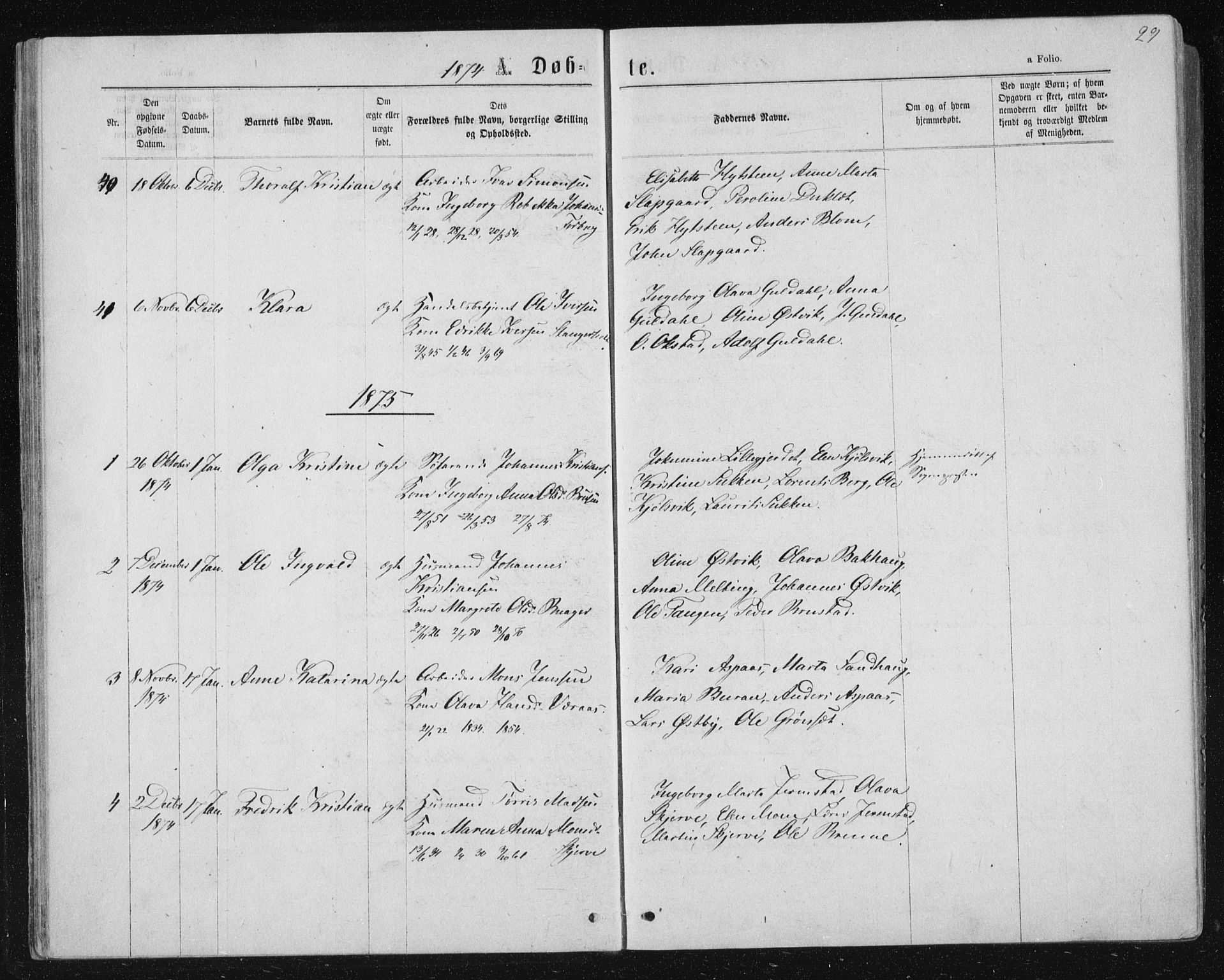 Ministerialprotokoller, klokkerbøker og fødselsregistre - Nord-Trøndelag, AV/SAT-A-1458/722/L0219: Parish register (official) no. 722A06, 1868-1880, p. 29