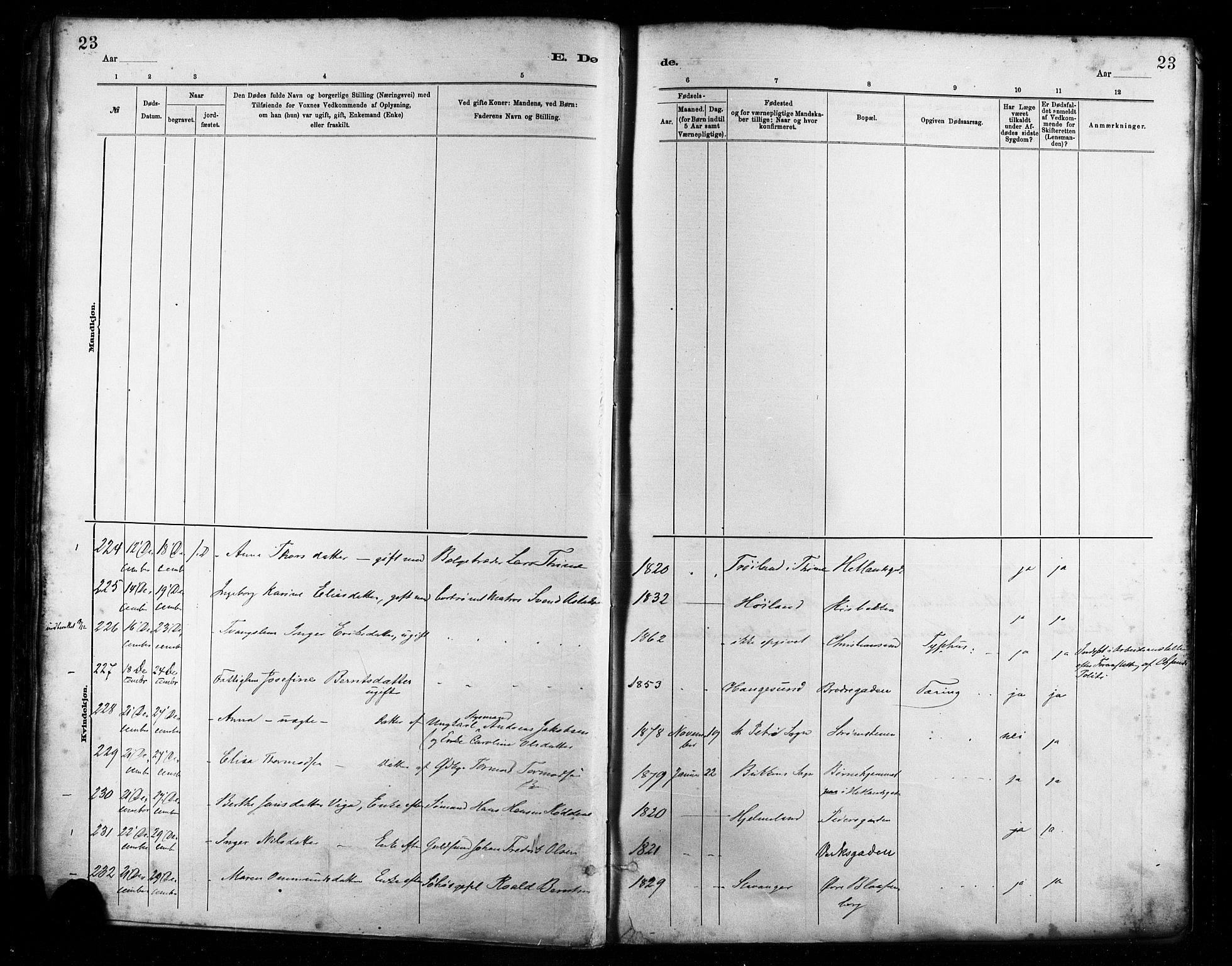 St. Petri sokneprestkontor, AV/SAST-A-101813/001/30/30BA/L0017: Parish register (official) no. A 17, 1879-1895, p. 23