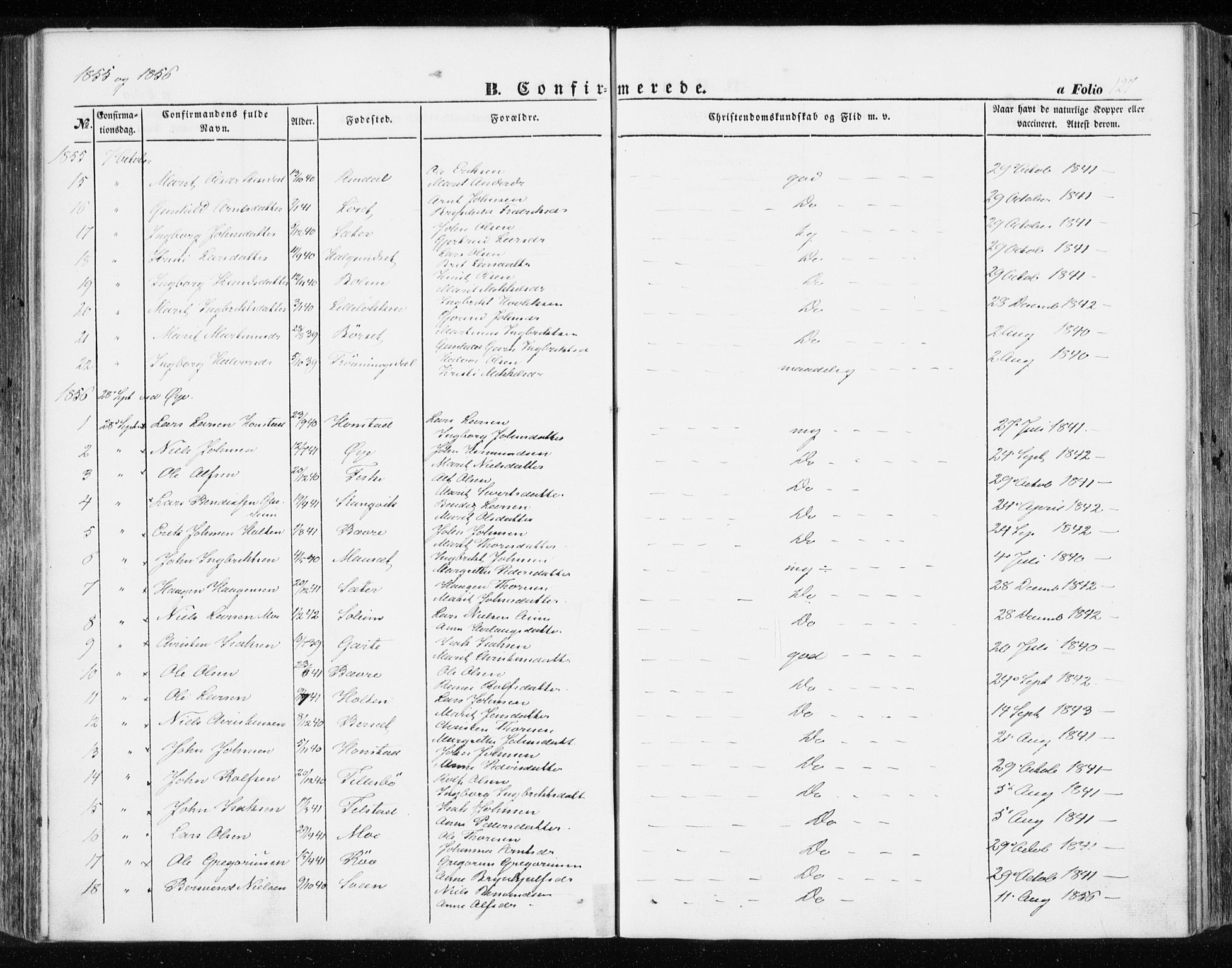 Ministerialprotokoller, klokkerbøker og fødselsregistre - Møre og Romsdal, SAT/A-1454/595/L1044: Parish register (official) no. 595A06, 1852-1863, p. 127