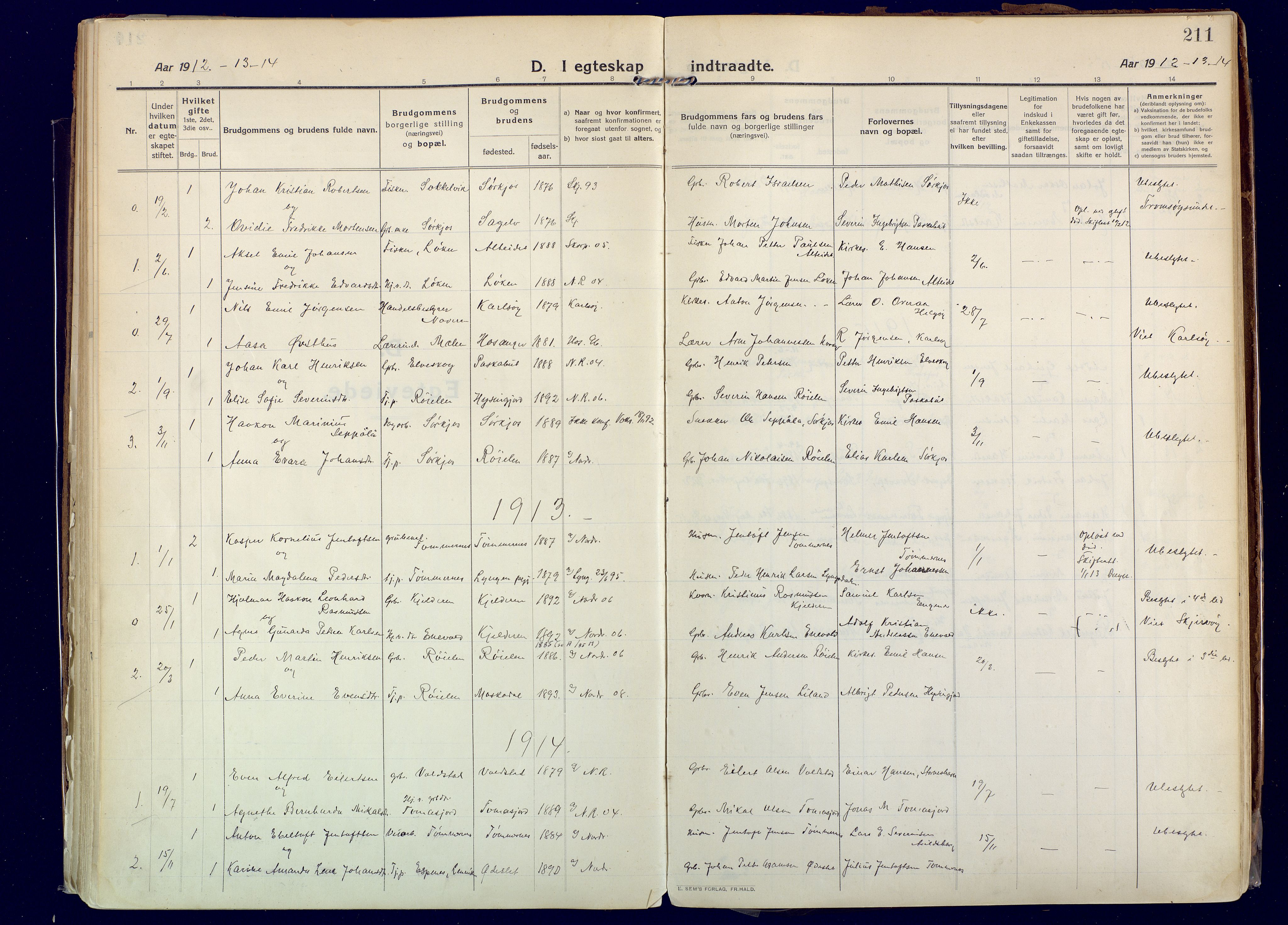 Skjervøy sokneprestkontor, SATØ/S-1300/H/Ha/Haa: Parish register (official) no. 20, 1911-1931, p. 211