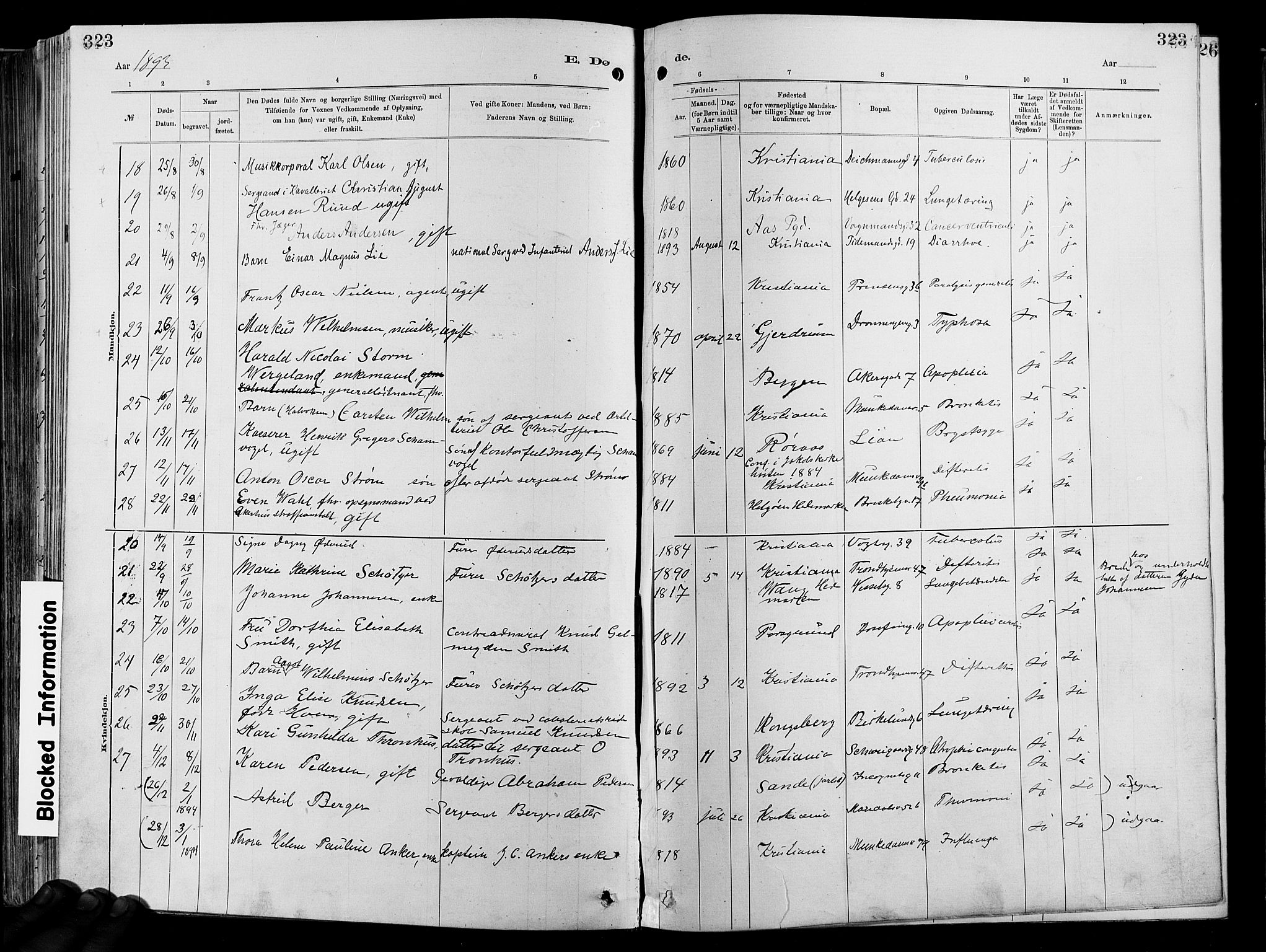 Garnisonsmenigheten Kirkebøker, AV/SAO-A-10846/F/Fa/L0012: Parish register (official) no. 12, 1880-1893, p. 323