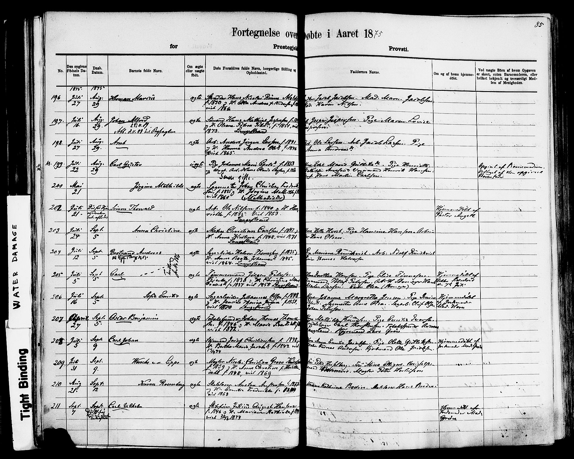 Larvik kirkebøker, AV/SAKO-A-352/F/Fa/L0006: Parish register (official) no. I 6, 1871-1883, p. 85