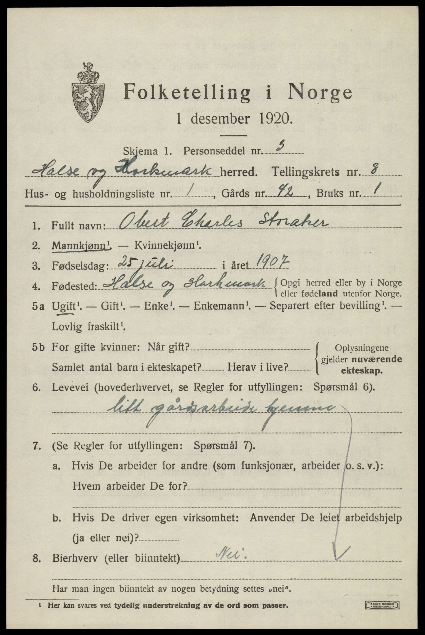 SAK, 1920 census for Halse og Harkmark, 1920, p. 4365