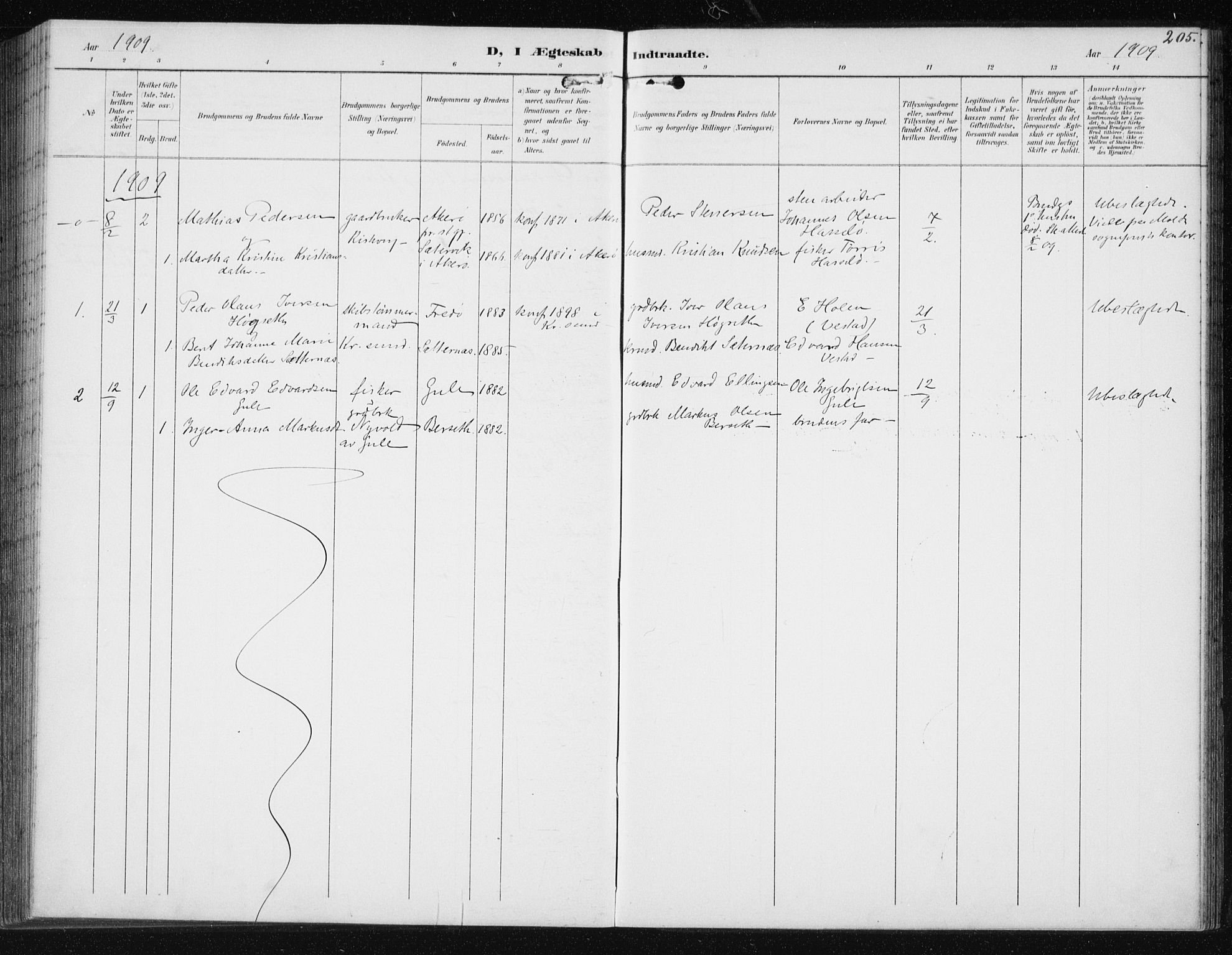 Ministerialprotokoller, klokkerbøker og fødselsregistre - Møre og Romsdal, AV/SAT-A-1454/566/L0773: Parish register (copy) no. 566C02, 1892-1909, p. 205