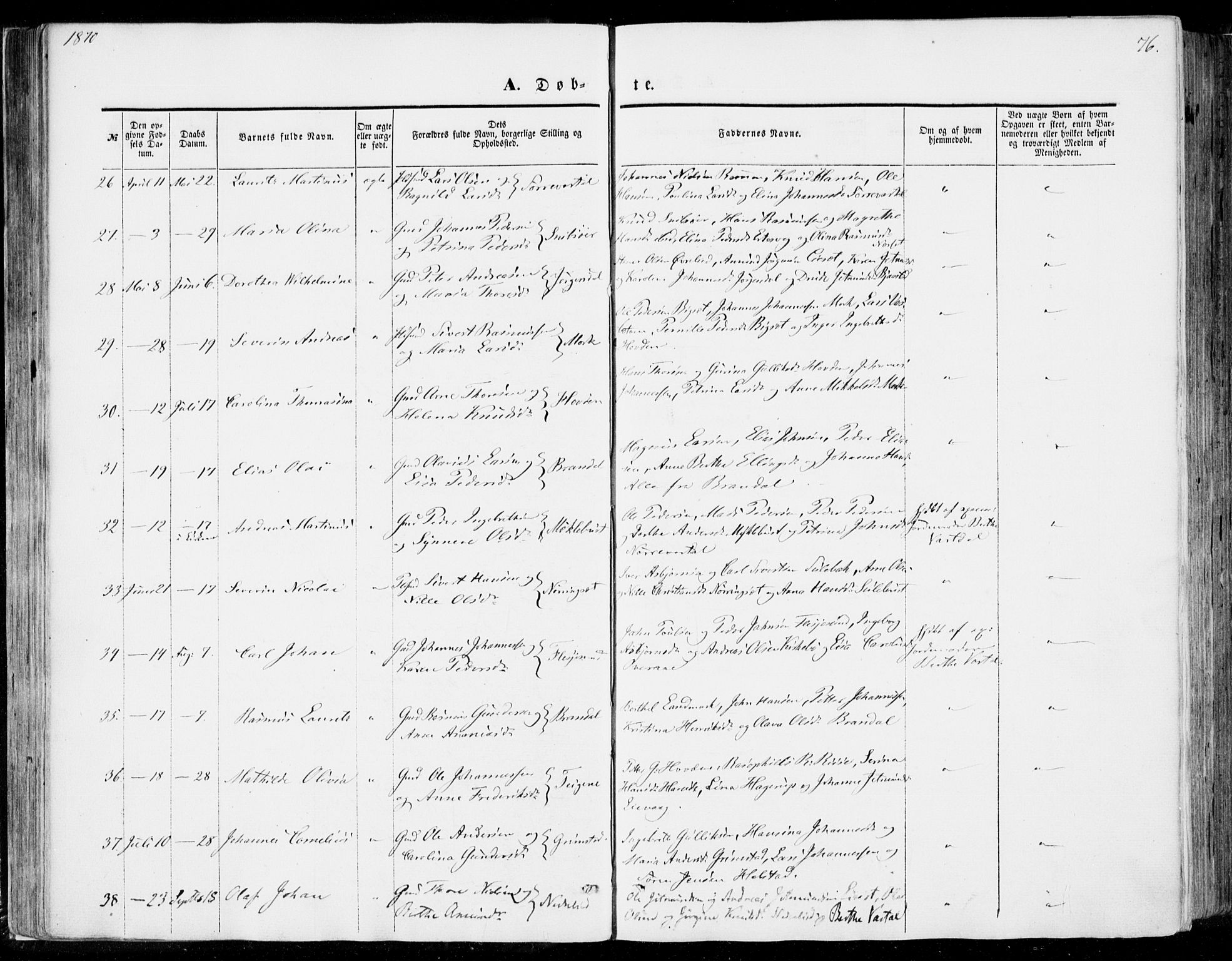 Ministerialprotokoller, klokkerbøker og fødselsregistre - Møre og Romsdal, SAT/A-1454/510/L0121: Parish register (official) no. 510A01, 1848-1877, p. 76