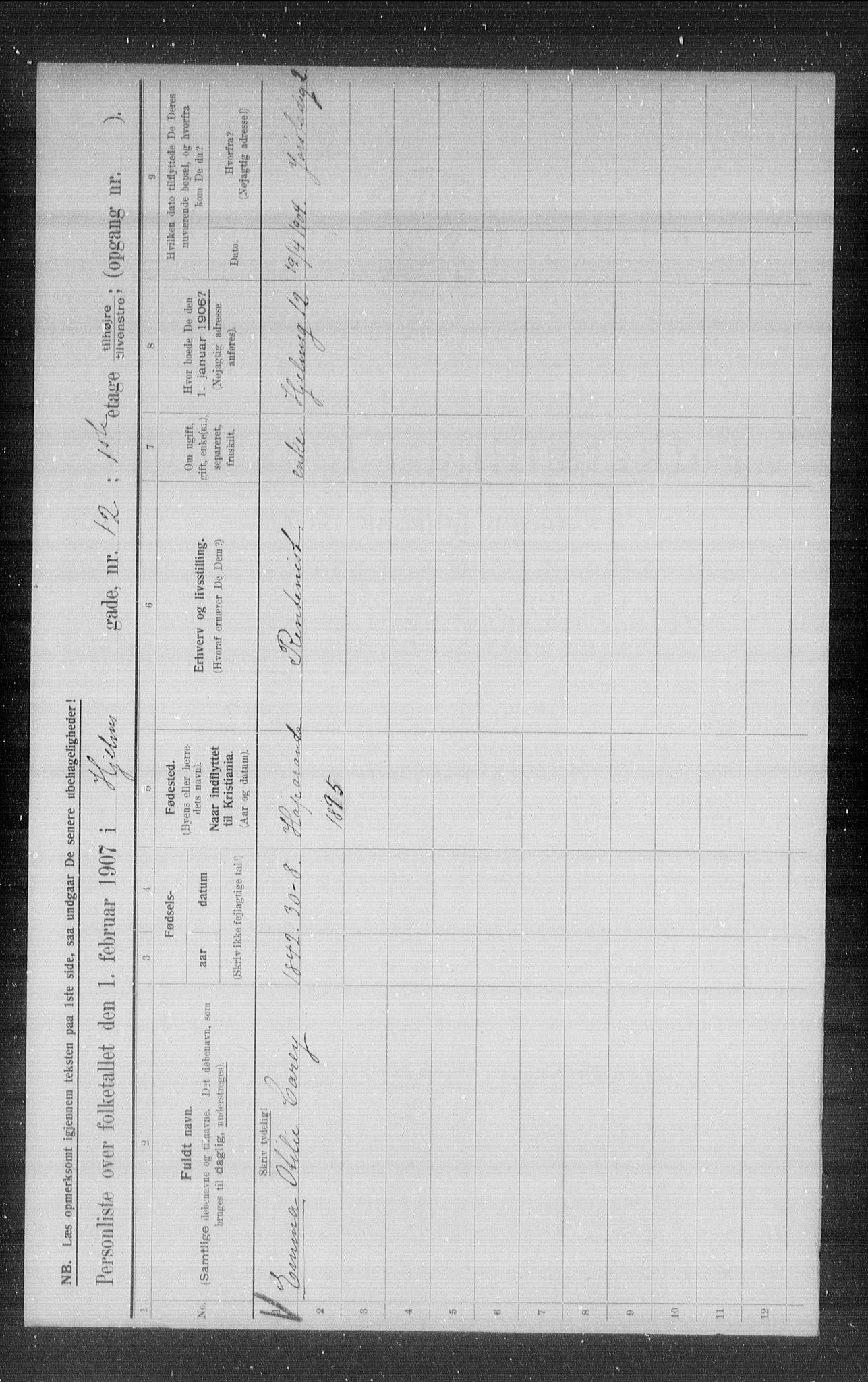 OBA, Municipal Census 1907 for Kristiania, 1907, p. 20676