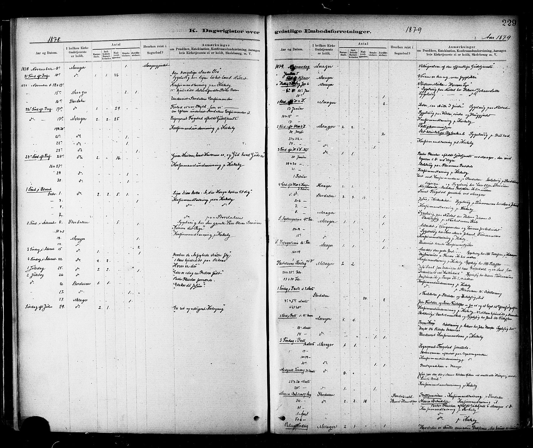 Ministerialprotokoller, klokkerbøker og fødselsregistre - Nord-Trøndelag, AV/SAT-A-1458/706/L0047: Parish register (official) no. 706A03, 1878-1892, p. 229