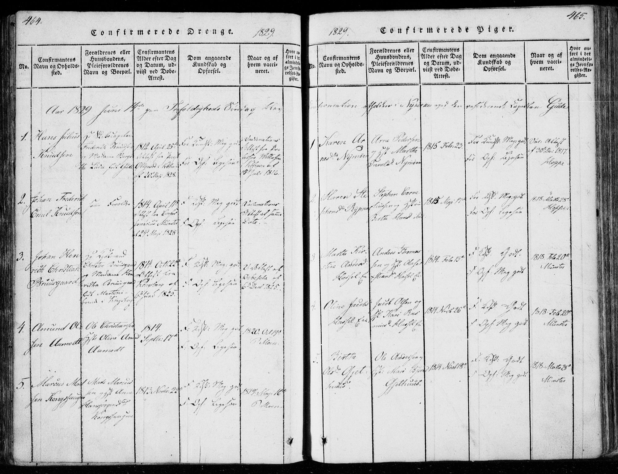 Modum kirkebøker, SAKO/A-234/F/Fa/L0006: Parish register (official) no. 6, 1832-1841, p. 464-465