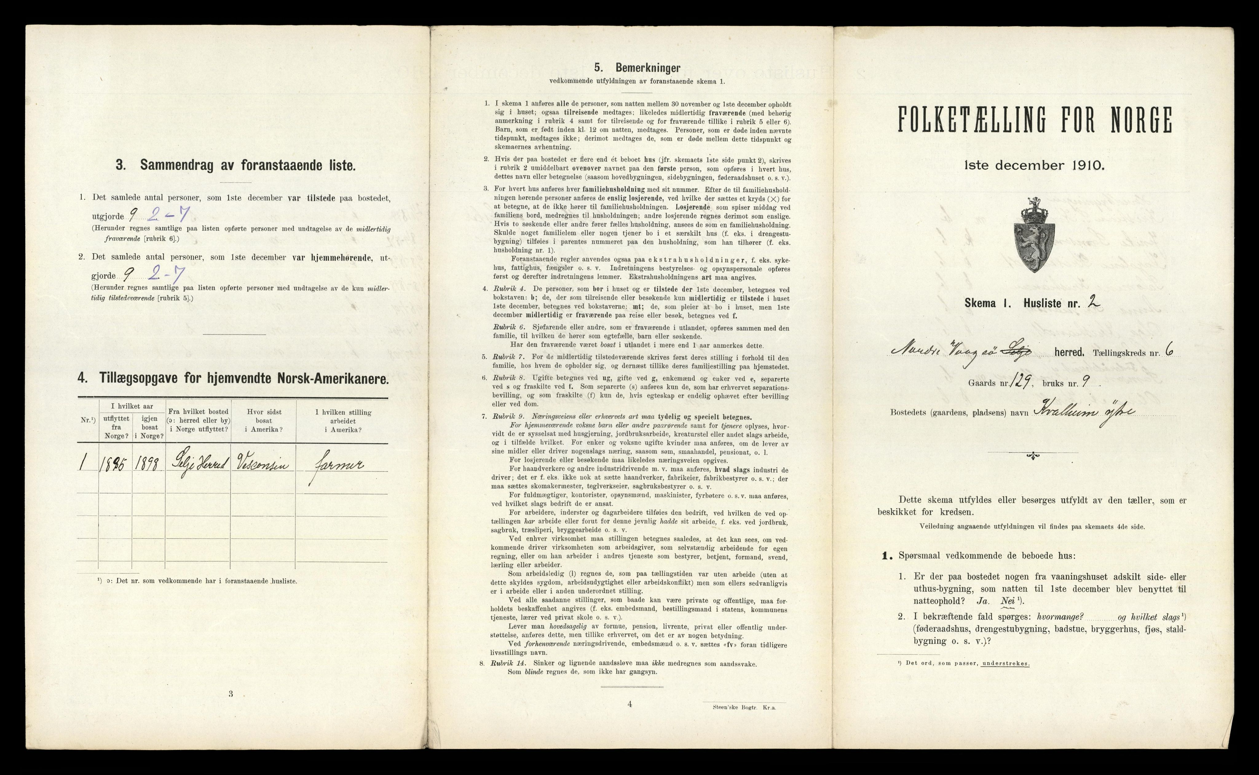 RA, 1910 census for Nord-Vågsøy, 1910, p. 289