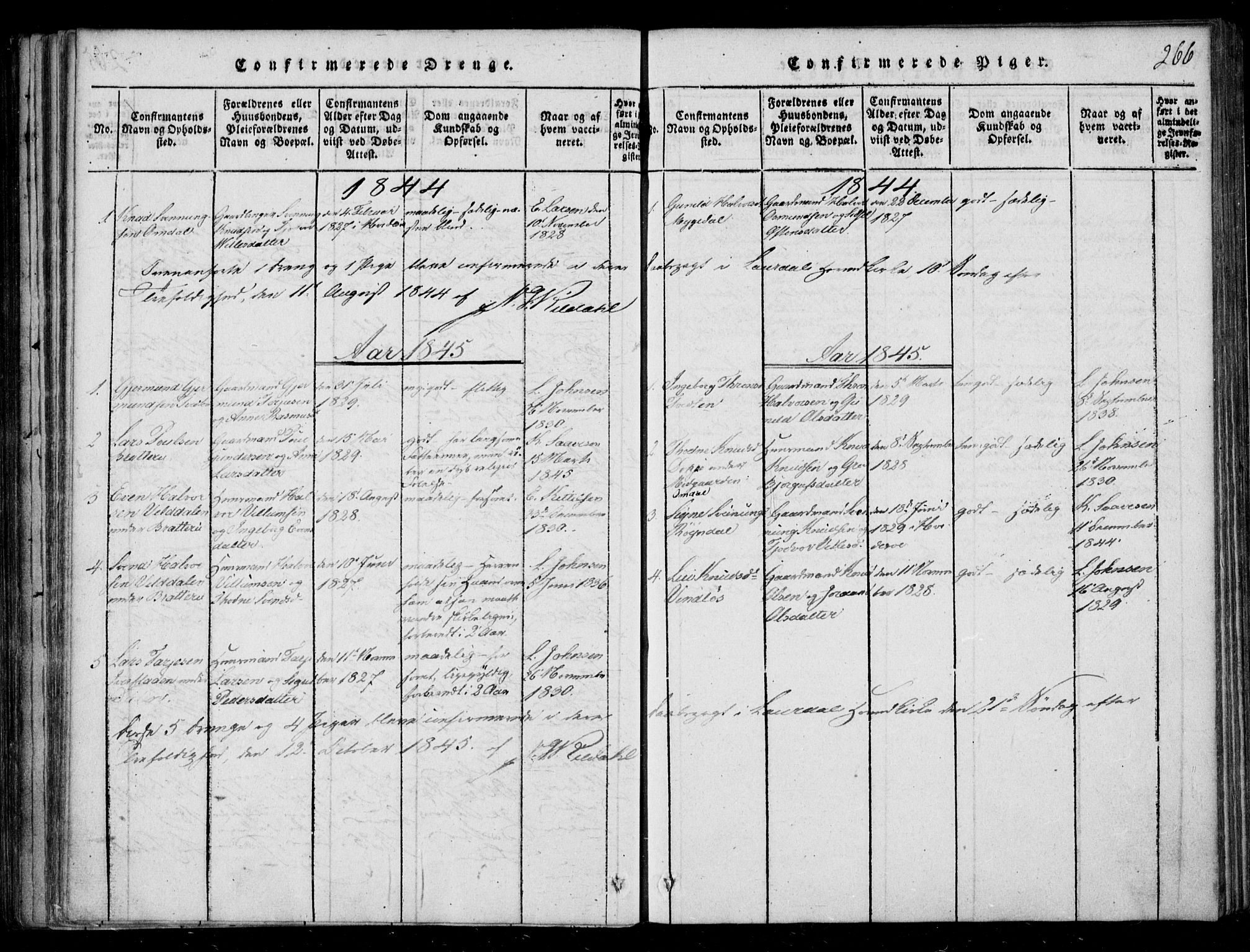Lårdal kirkebøker, SAKO/A-284/F/Fb/L0001: Parish register (official) no. II 1, 1815-1860, p. 266