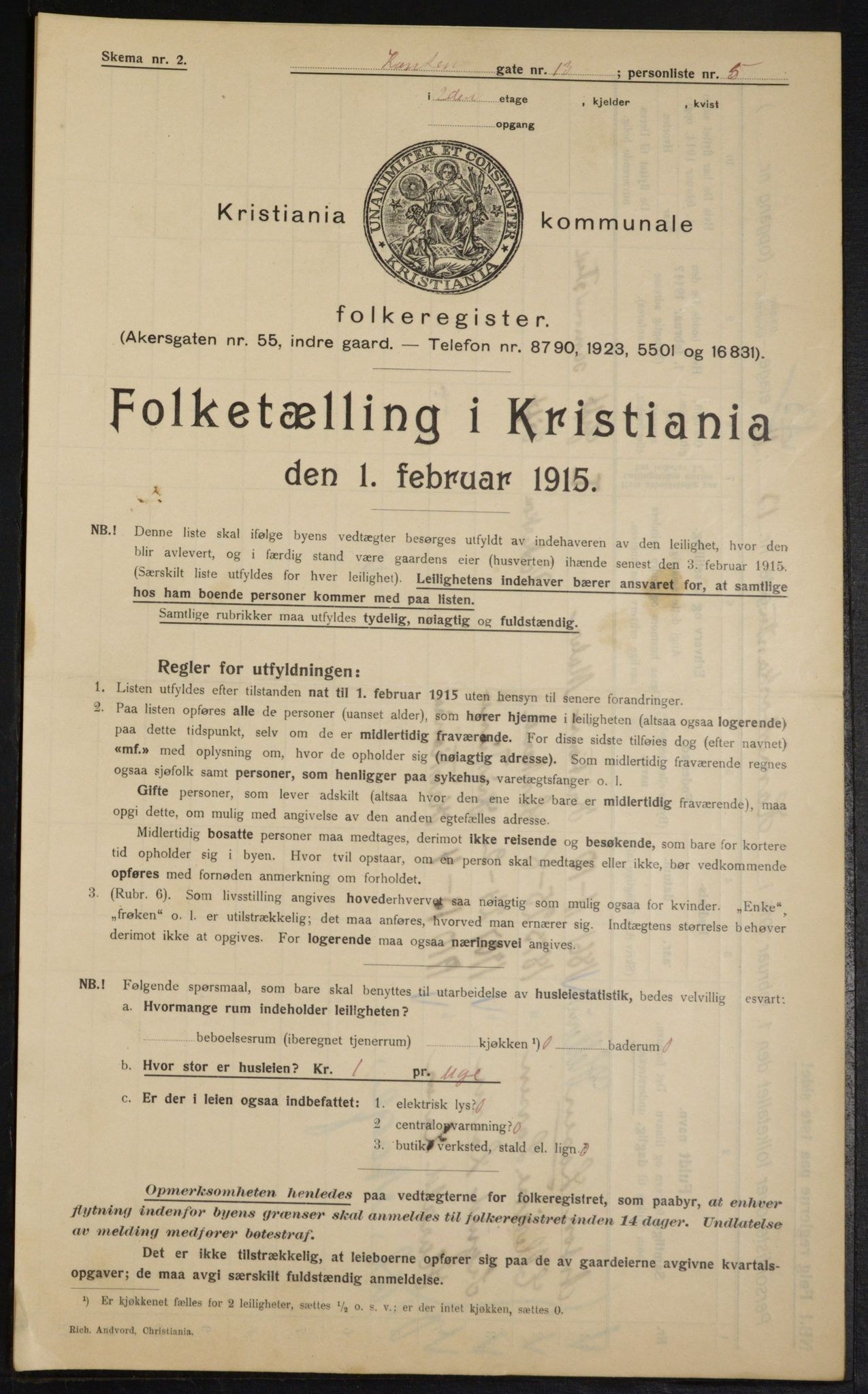 OBA, Municipal Census 1915 for Kristiania, 1915, p. 47761