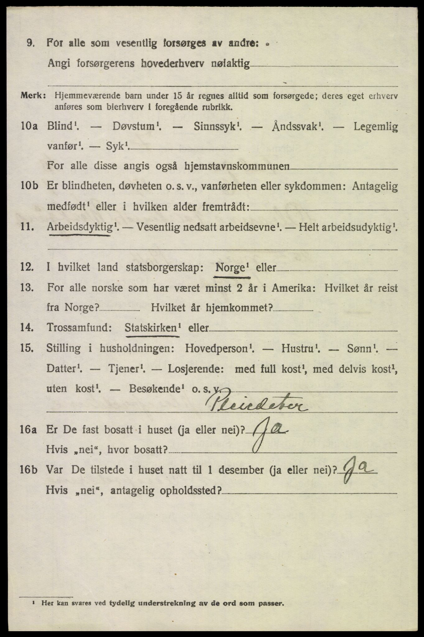 SAH, 1920 census for Tolga, 1920, p. 4964